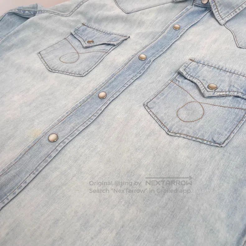 Saint Laurent Paris Saint Laurent Paris Light Blue Stud-Button Cotton Collar L Size US S / EU 44-46 / 1 - 5 Thumbnail