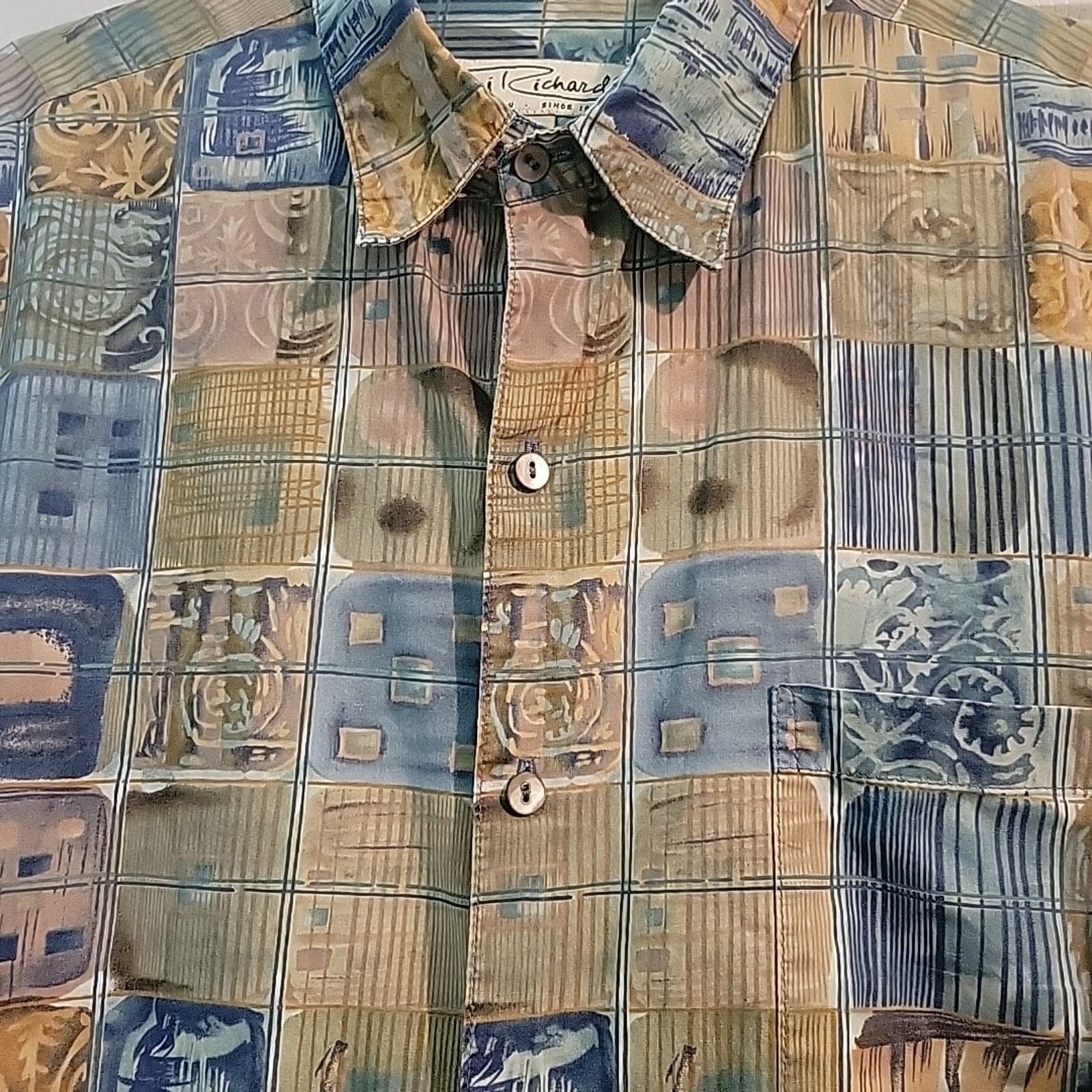 Tori Richard Tori Richard HAWAIIAN Medium Blue Green Scrapbook Button Up Size US M / EU 48-50 / 2 - 4 Thumbnail