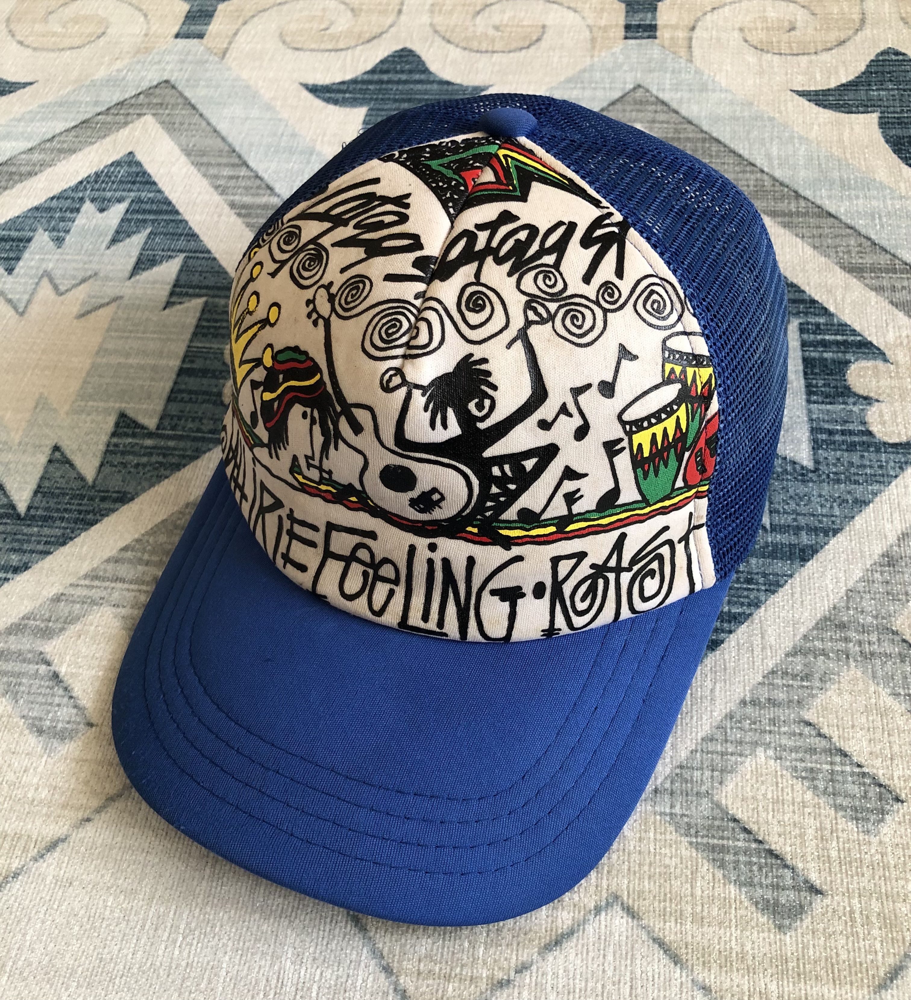 Stussy RARE🔥VINTAGE 90’S STUSSY JAHIRIE RASTA BLUE TRUCKER Size ONE SIZE - 1 Thumbnail