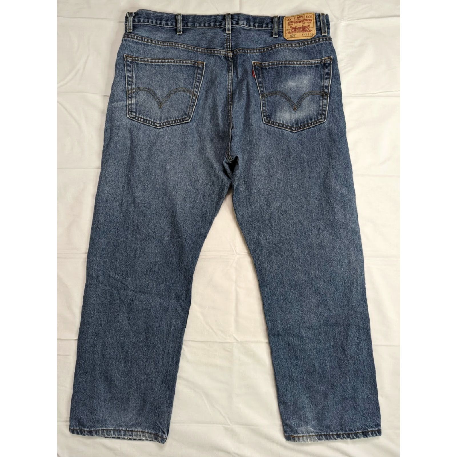 Levi's Levi's 505 Mens Jeans 42x30 Straight Leg Regular Fit Blue Denim M3J Size US 42 / EU 58 - 2 Thumbnail