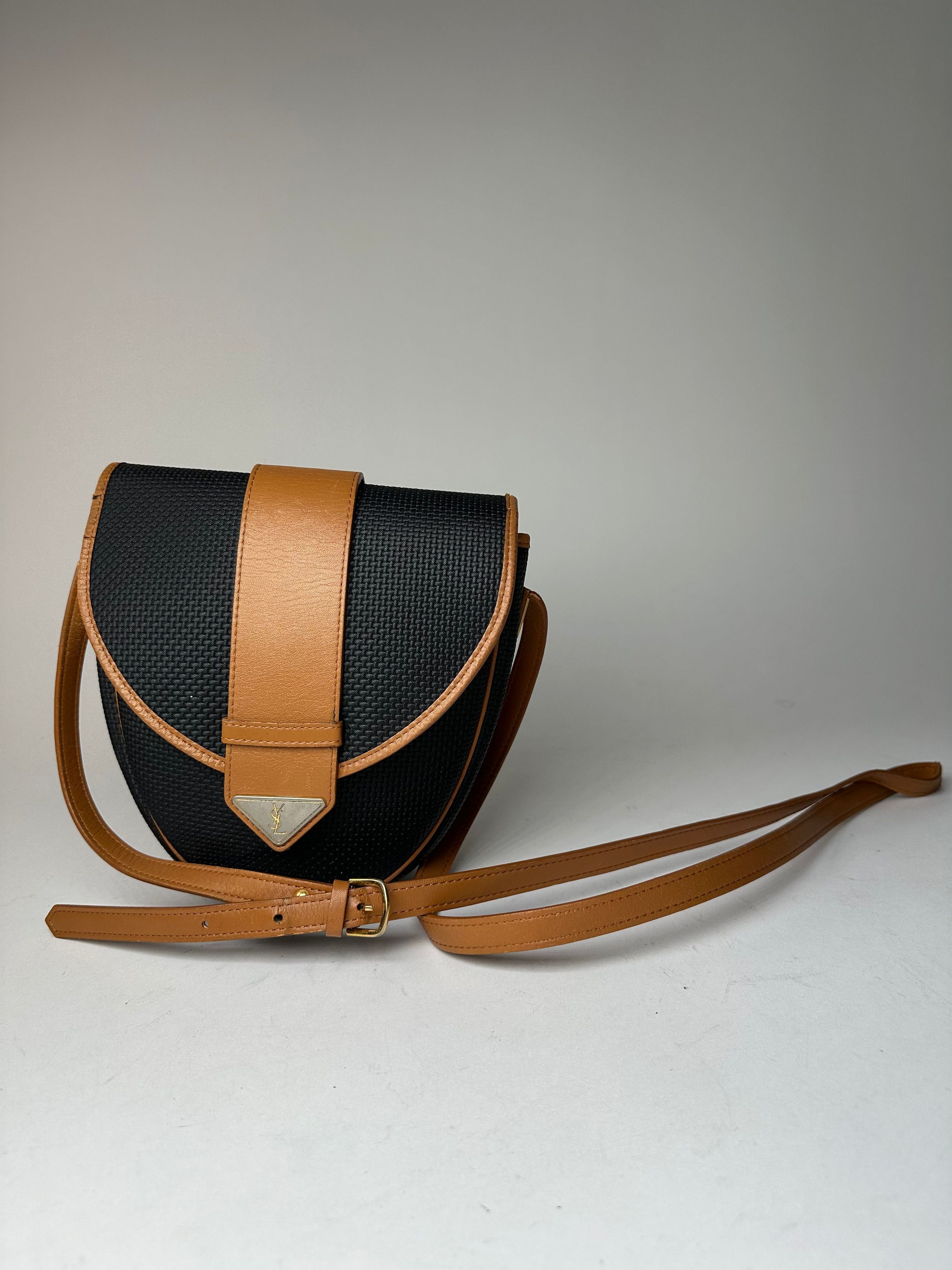 Other Vintage Yves Saint Laurent Leather Canvas Crossbody Bag Blac Size ONE SIZE - 1 Thumbnail