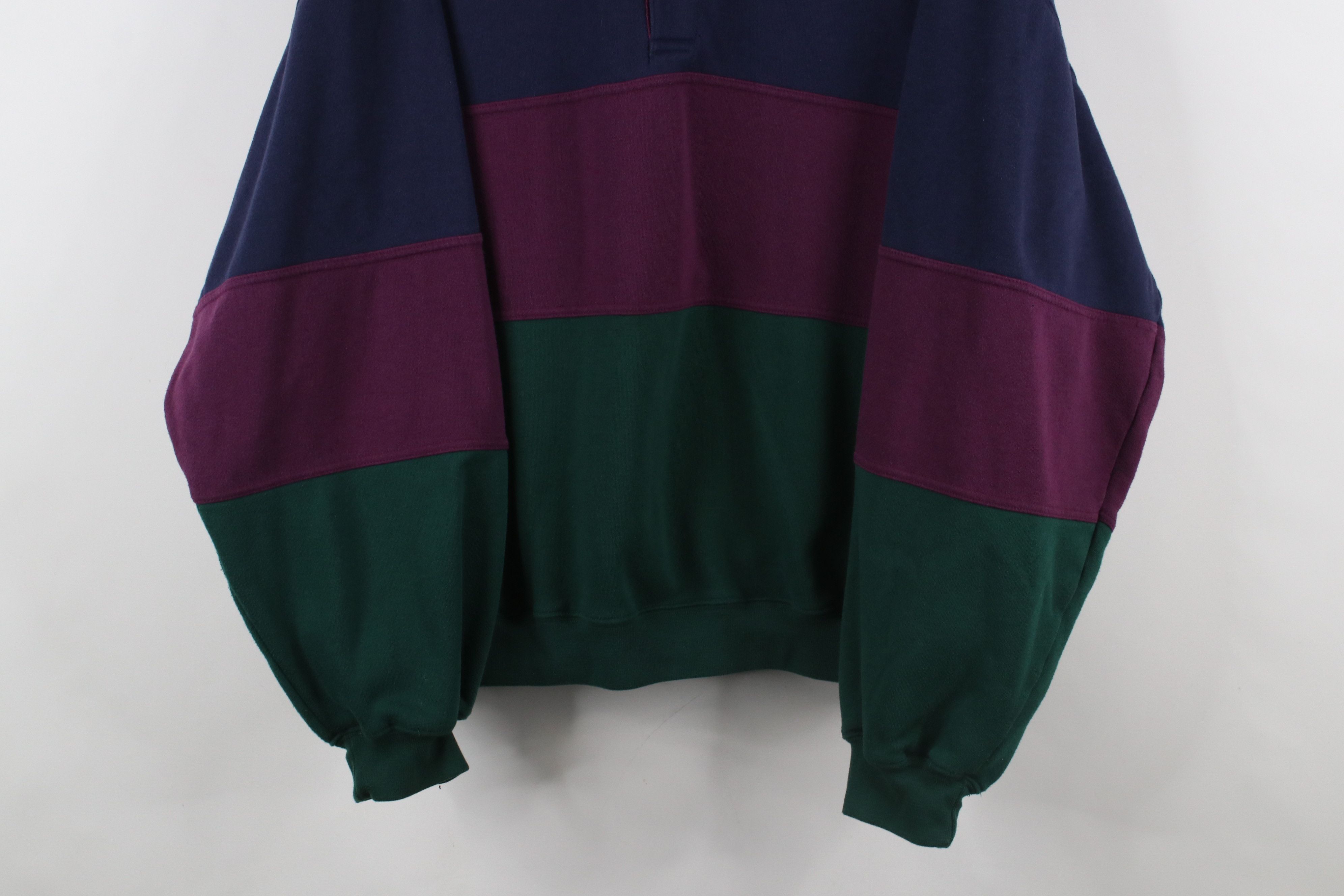 Vintage Vintage 90s Streetwear Block Collared Pullover Sweatshirt Size US XL / EU 56 / 4 - 3 Thumbnail