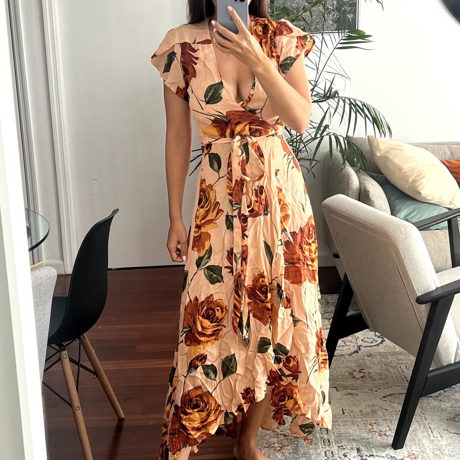 Christy Dawn Christy Dawn the Autumn maxi wrap peach floral dress size XS Size XS / US 0-2 / IT 36-38 - 7 Thumbnail