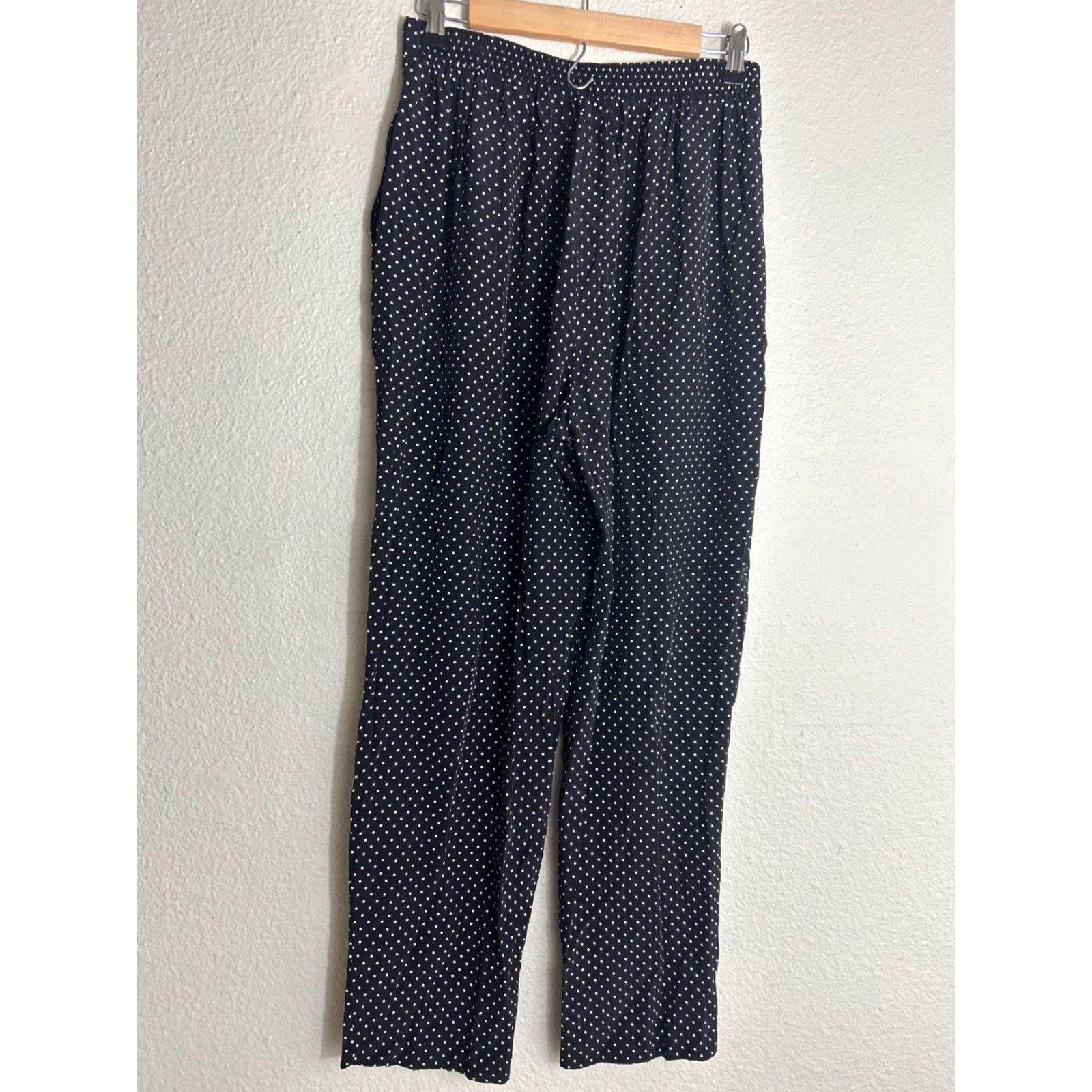 Vintage VINTAGE White Polka Dot Dress Pants Womens Medium Black Rayon Elastic 28x29 Global Style Pants M Women Mens? Size 32" / US 10 / IT 46 - 6 Thumbnail