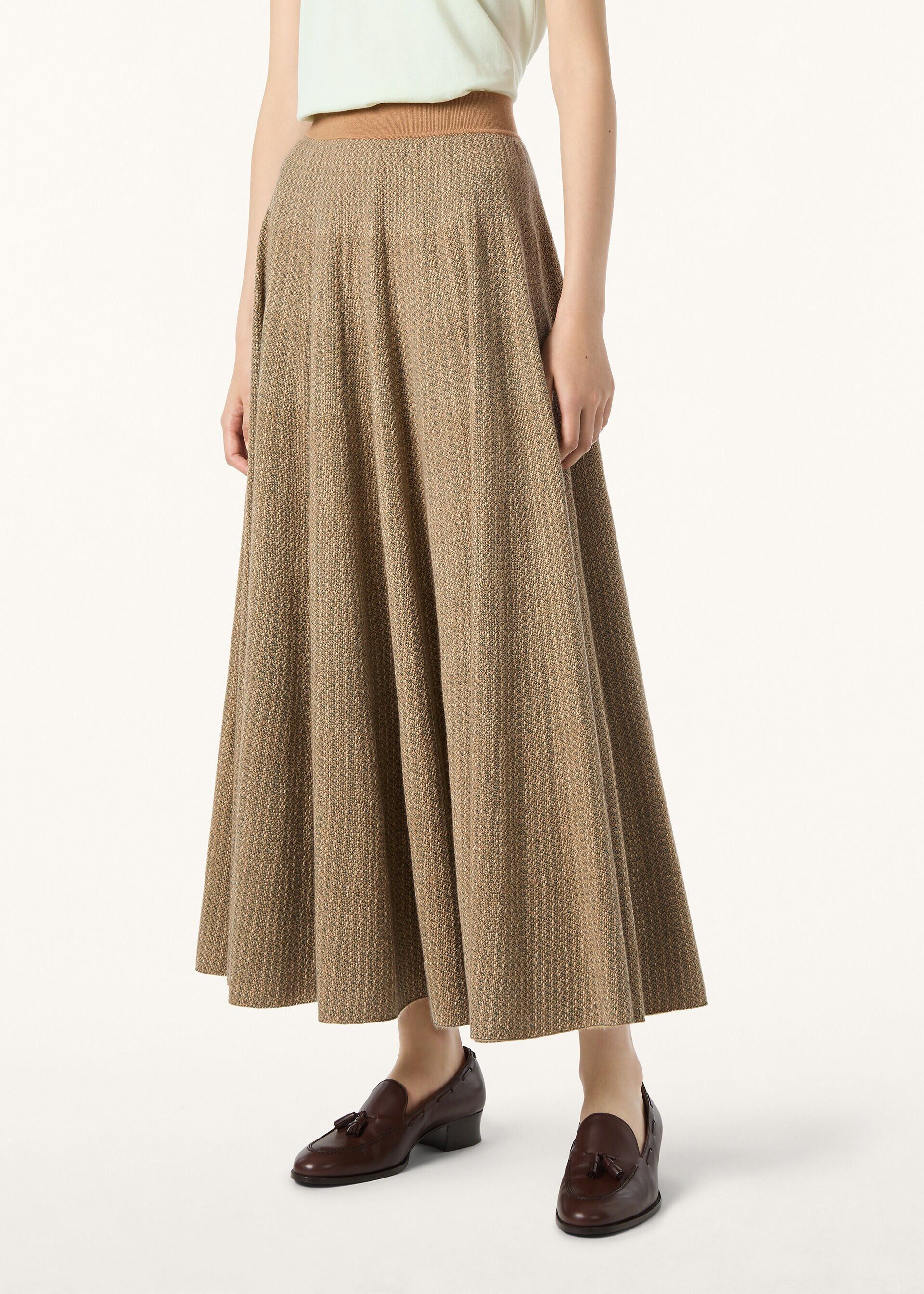 Loro Piana os11x0326 FAQ7034 Magnolia Skirt in Green Caramel Clay Size 28" / US 6 / IT 42 - 4 Thumbnail