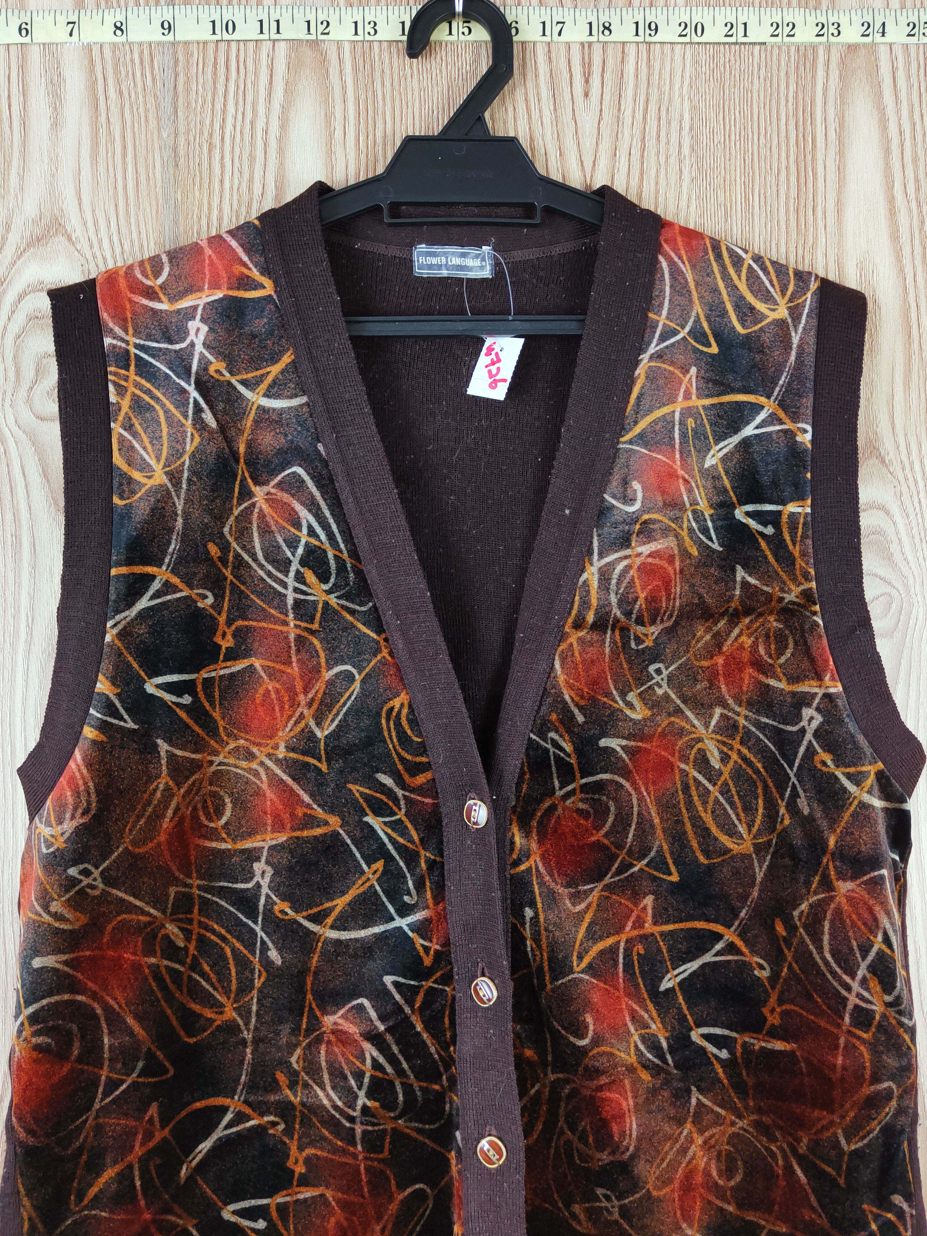 Homespun Knitwear × Japanese Brand × Vintage Flower Language Dark Brown Knitwear Button Up Vests #W726 Size M / US 6-8 / IT 42-44 - 2 Thumbnail