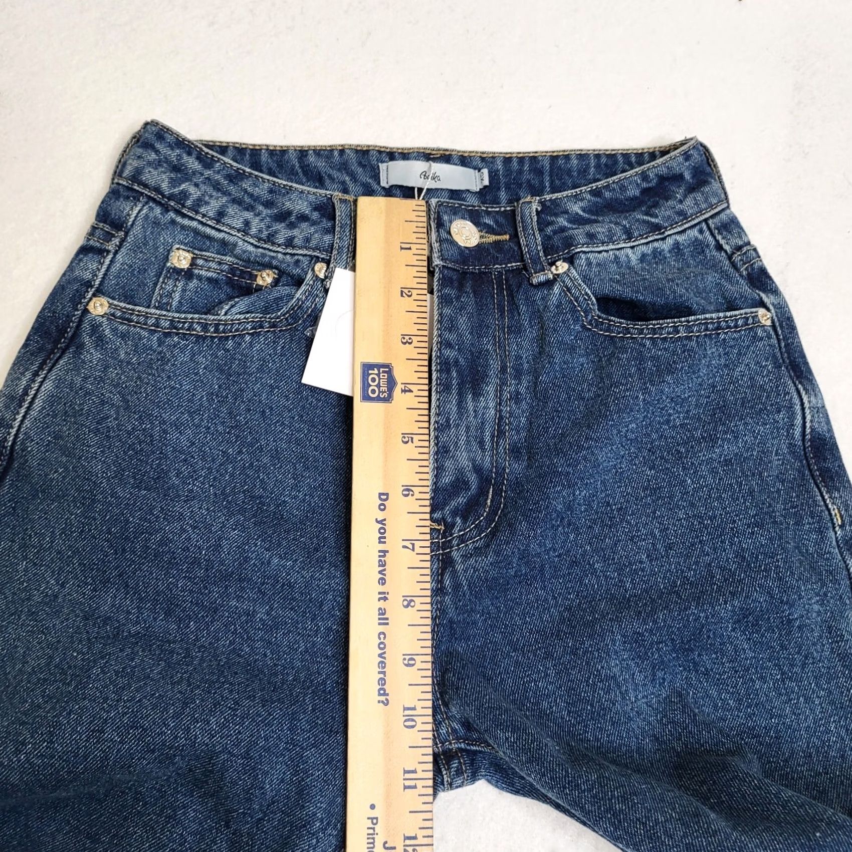Vintage ADIKA Jeans Women XS Knit High Waist Ripped Straight Split Leg Button Belted Blue Cotton/spandex Casual Modern Size 26" / US 2 / IT 38 - 6 Thumbnail