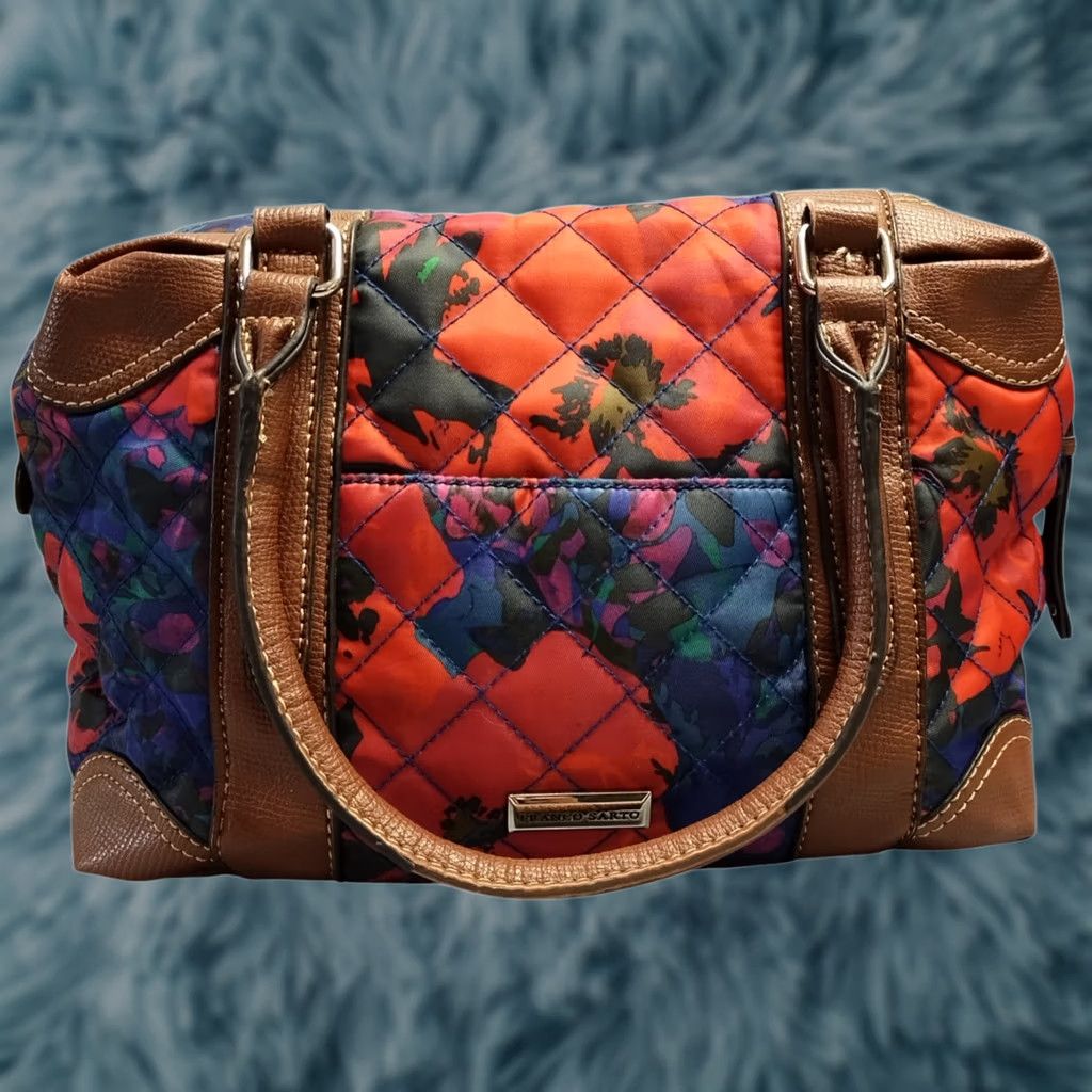 Franco Sarto Franco Sarto Satchel Bag Womens Multicolor Floral Quilted W/ Keychain Wallet Set of 2 Size ONE SIZE - 1 Thumbnail
