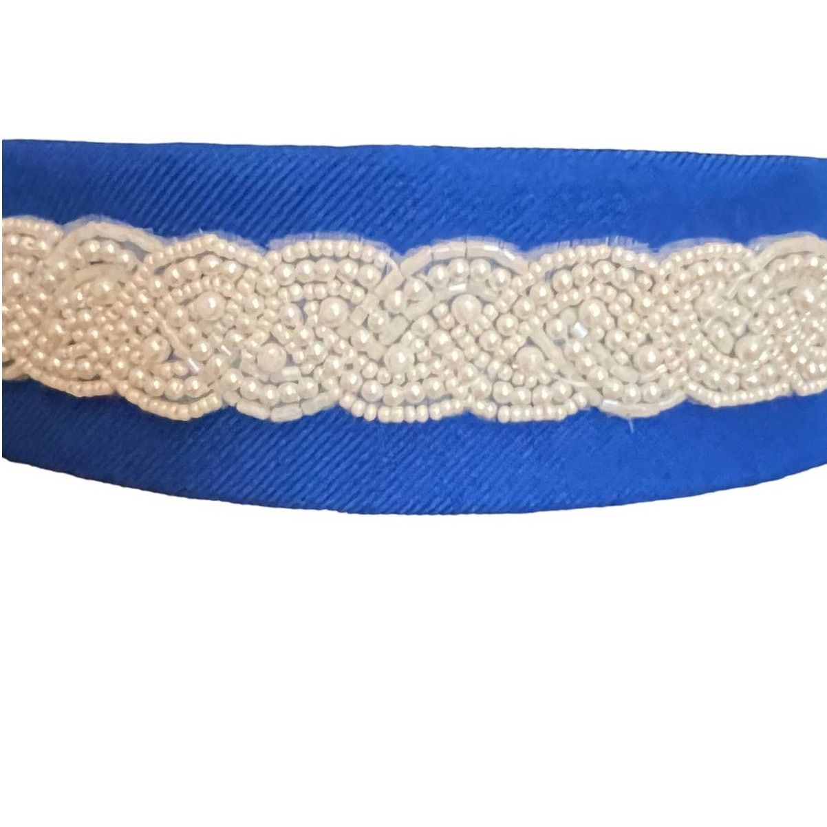 Other Handmade Blue canvas fabric pearl bridal belt Size ONE SIZE - 2 Thumbnail