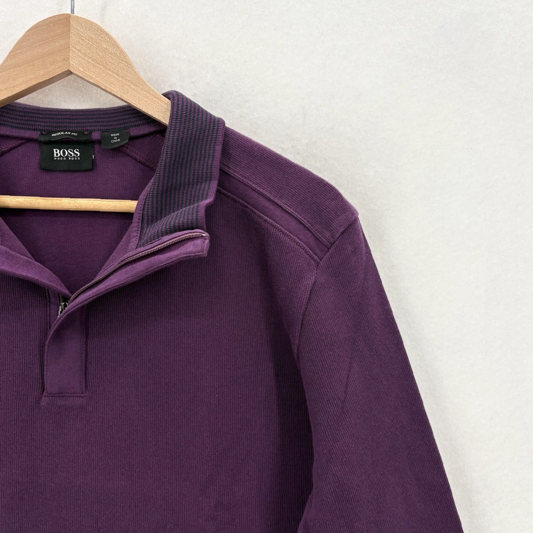 Hugo Boss Hugo Boss Sweater Mens XL Purple Cotton 1/4 Zip Collared Regular Fit Pullover Size US XL / EU 56 / 4 - 2 Thumbnail