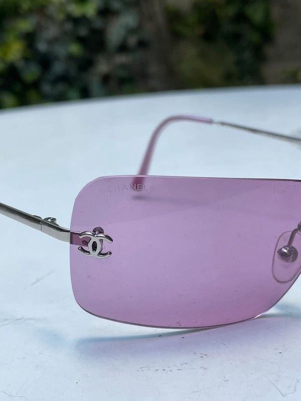 Chanel Chanel Sunglasses 4017 CC Rhinestone Logo Rimless Vintage Size ONE SIZE - 3 Thumbnail