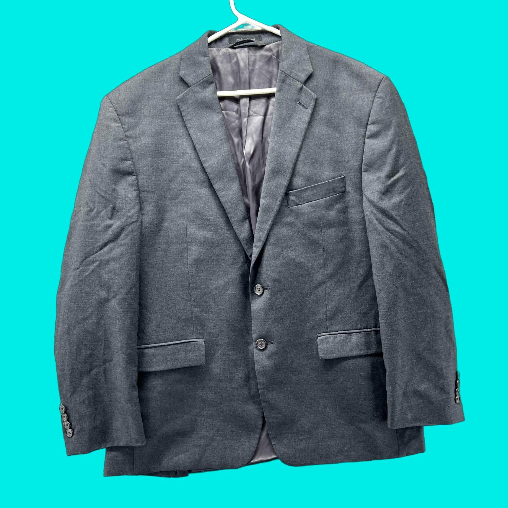 Ralph Lauren Lauren Ralph Lauren Blazer Mens 44S Gray Wool Made In Canada Suit Jacket Size 44R - 1 Thumbnail