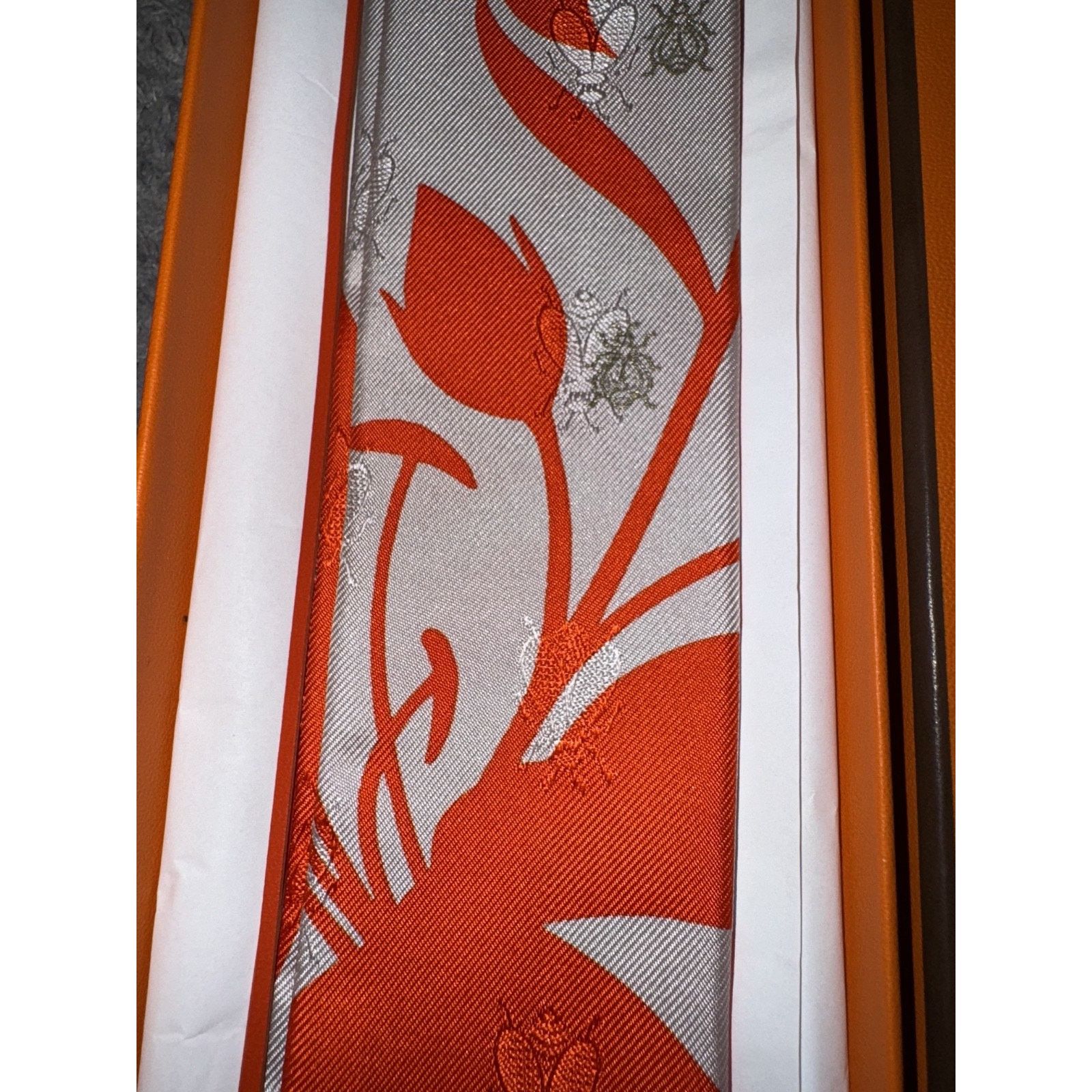 Hermes Hermes Scarf Twilly Fringe Leather Bouquet Vermillon Size ONE SIZE - 9 Thumbnail