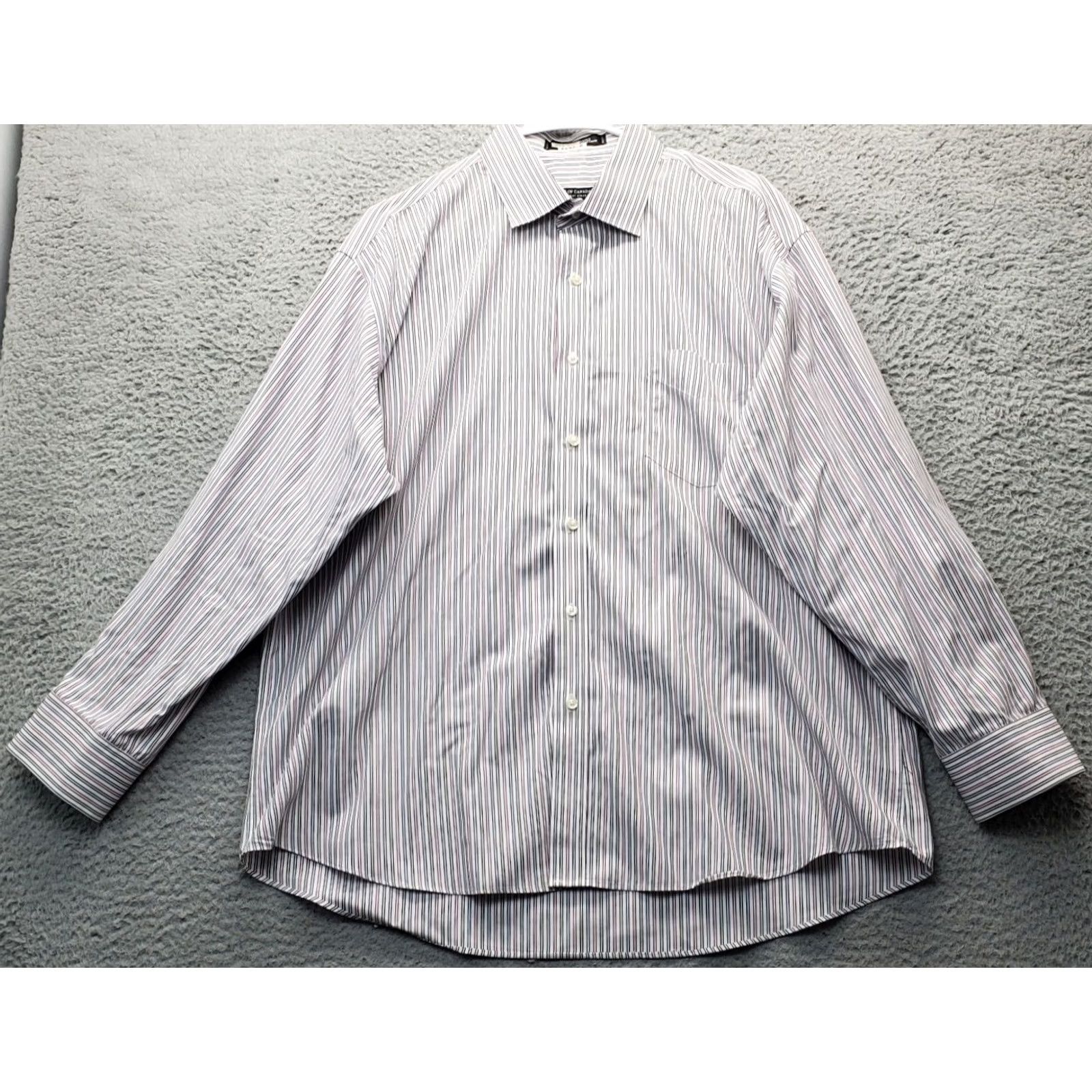 Vintage INC Dress Shirt Men 17.5 Multi Striped Non Iron Tailored Fit Chest Pocket Collar Shirt Size 48R - 2 Thumbnail