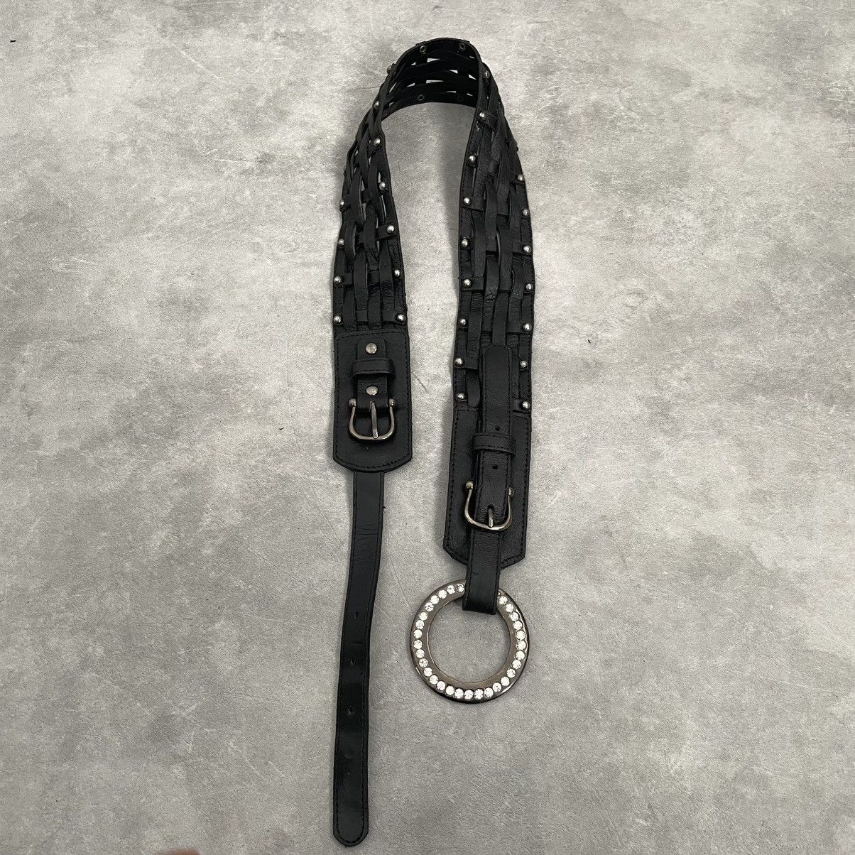 If Six Was Nine × Japanese Brand × Le Grande Bleu (L.G.B.) Black Rope Wide Crystal Belt Size ONE SIZE - 1 Thumbnail