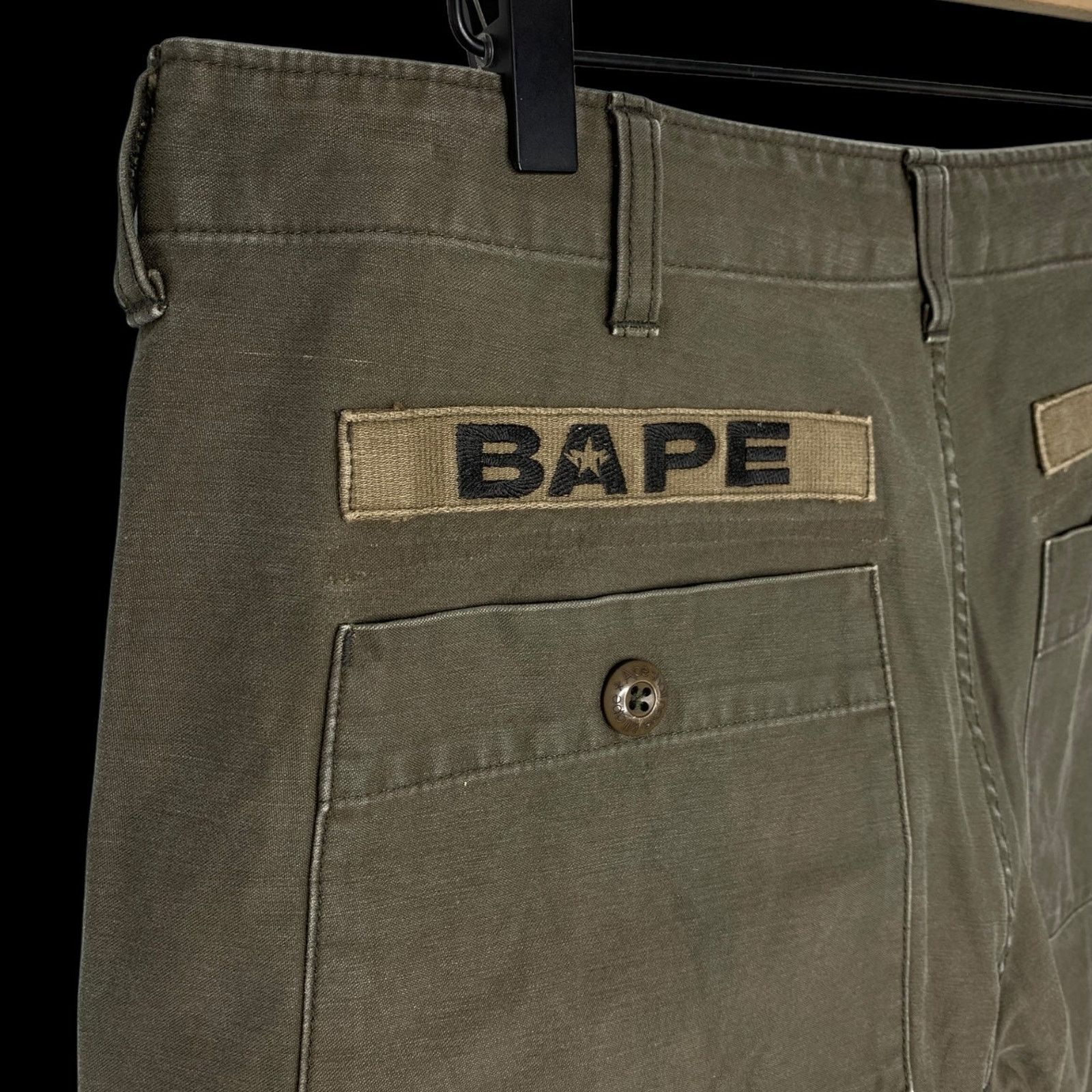 Bape Classics Army Patch Pants (Olive) | L (~34) Size US 34 / EU 50 - 3 Thumbnail
