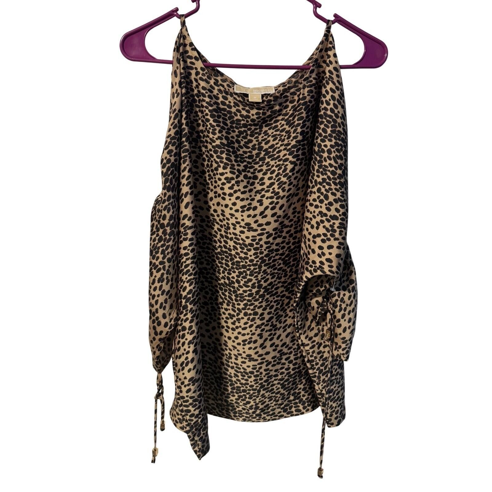 Michael Kors Michael Kors Cold Shoulder Blouse Womens M Tan Cheetah Print Size M / US 6-8 / IT 42-44 - 1 Thumbnail