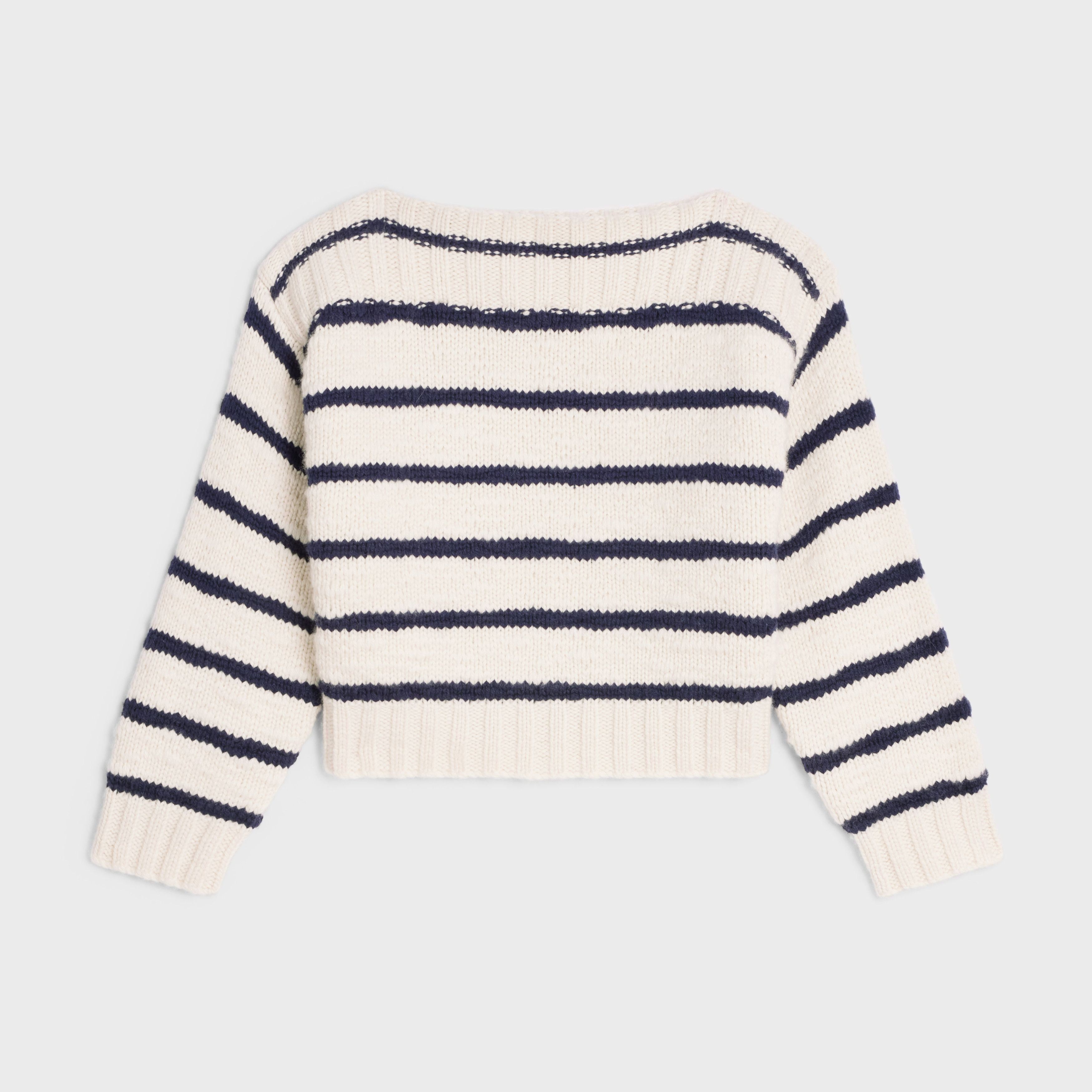 Celine o1w1db10925 2AJ94597V Crewneck Sweater in White/Blue Size XS / US 0-2 / IT 36-38 - 1 Thumbnail