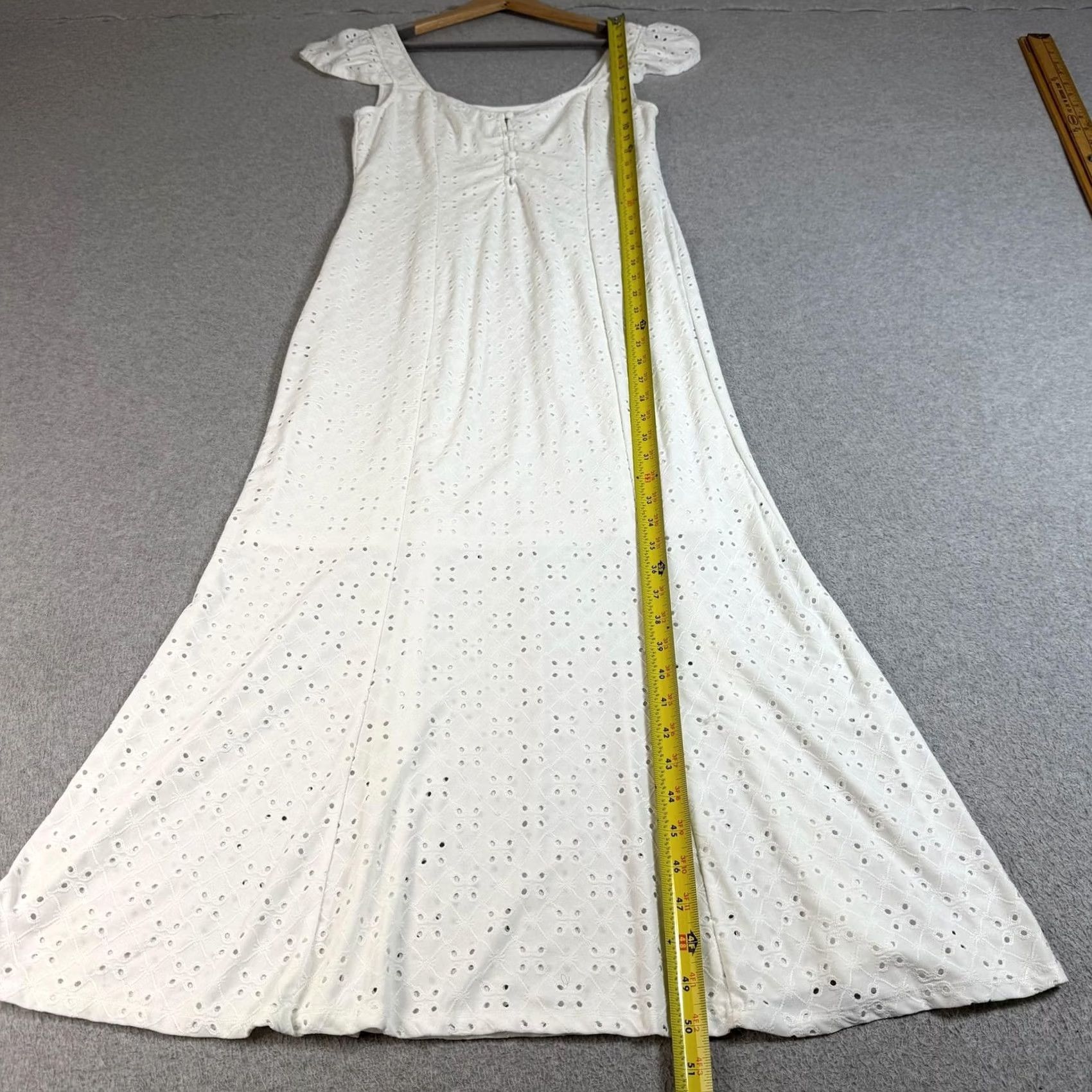 Vintage Wayf Dress Women M White Lace Eyelet Maxi Puff Sleeve Boho Cottage Coastal Size M / US 6-8 / IT 42-44 - 5 Thumbnail