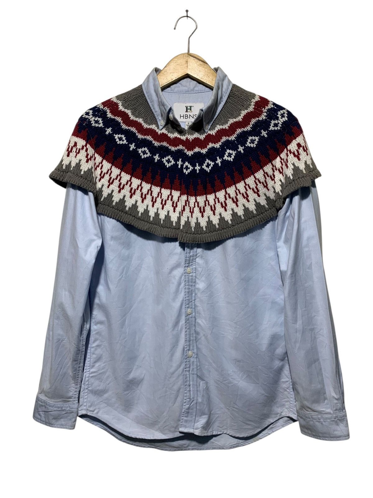 14th Addiction HBNS Japan hybrid knit cape on button down shirt Size US M / EU 48-50 / 2 - 1 Thumbnail