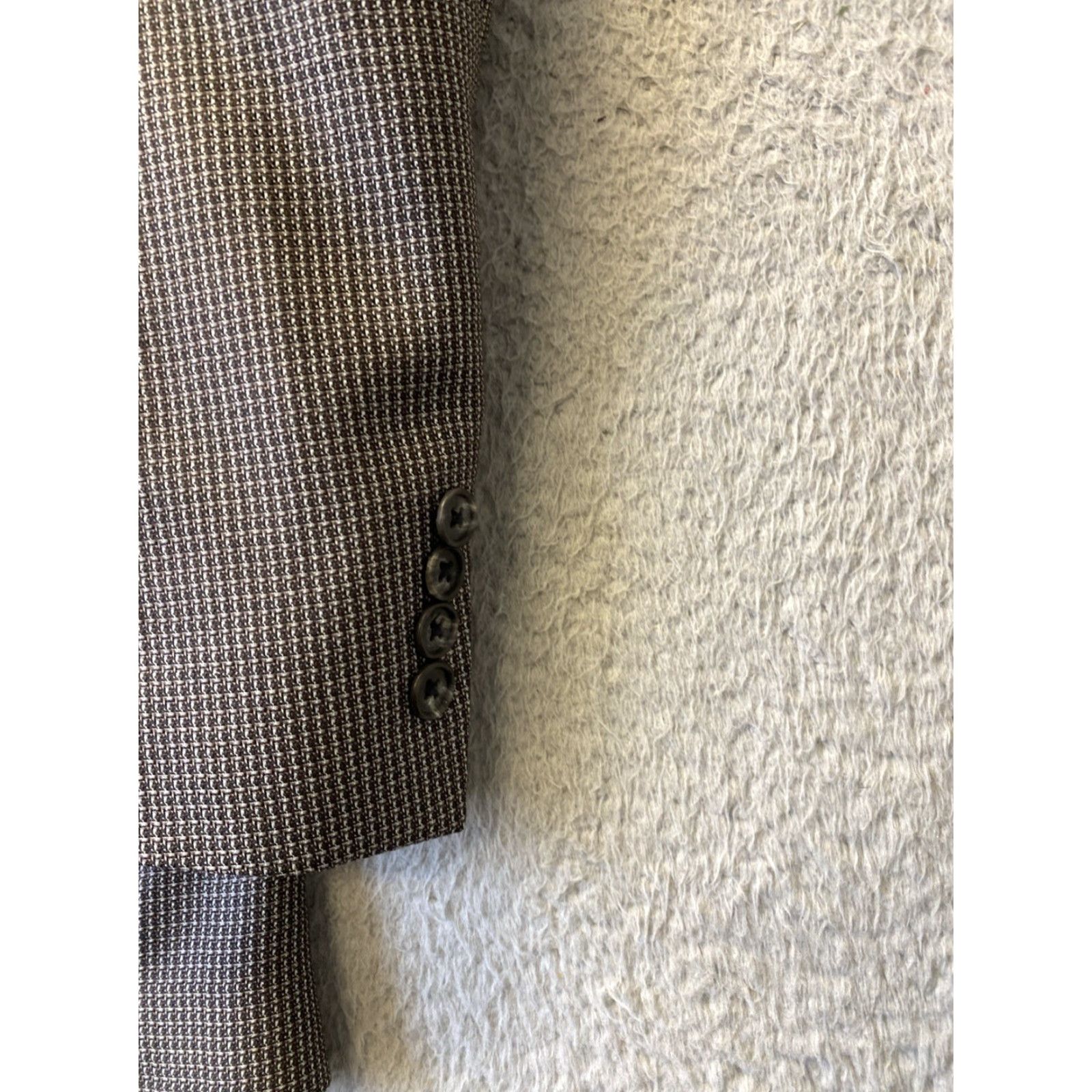Nordstrom Nordstrom Joseph Abboud Jacket Men 42L Wool Houndstooth Brown Gray Blazer Single-Breasted 4? Size 42R - 4 Thumbnail