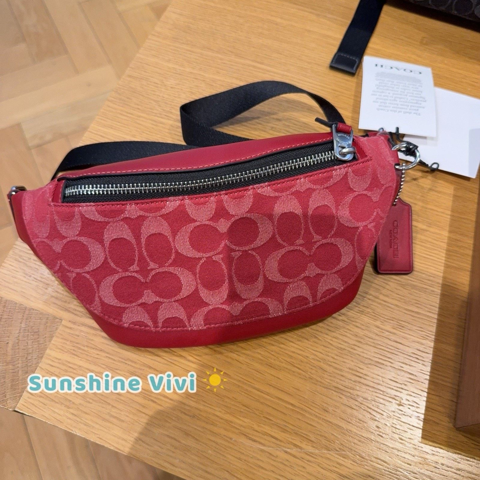 Coach NWT Coach Warren Mini Denim Belt Bag CAJ43 Ruby Red Size ONE SIZE - 1 Thumbnail