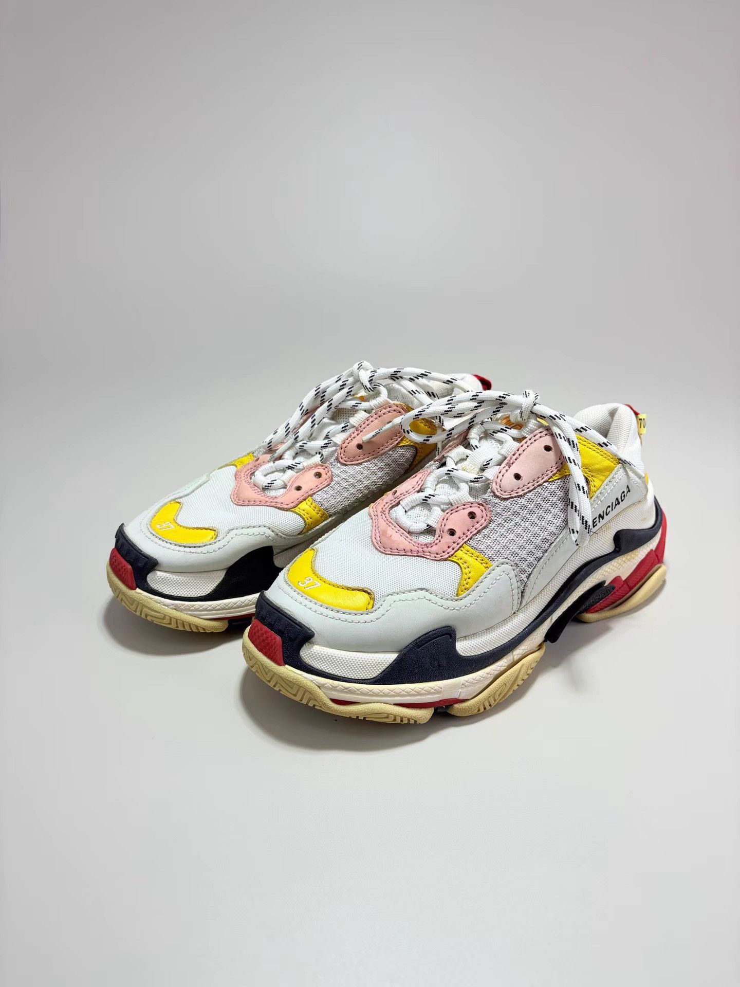 Balenciaga BALENCIAGA TRIPLE S White & Yellow Dad Sneakers K1 Size US 7 / IT 37 - 1 Thumbnail