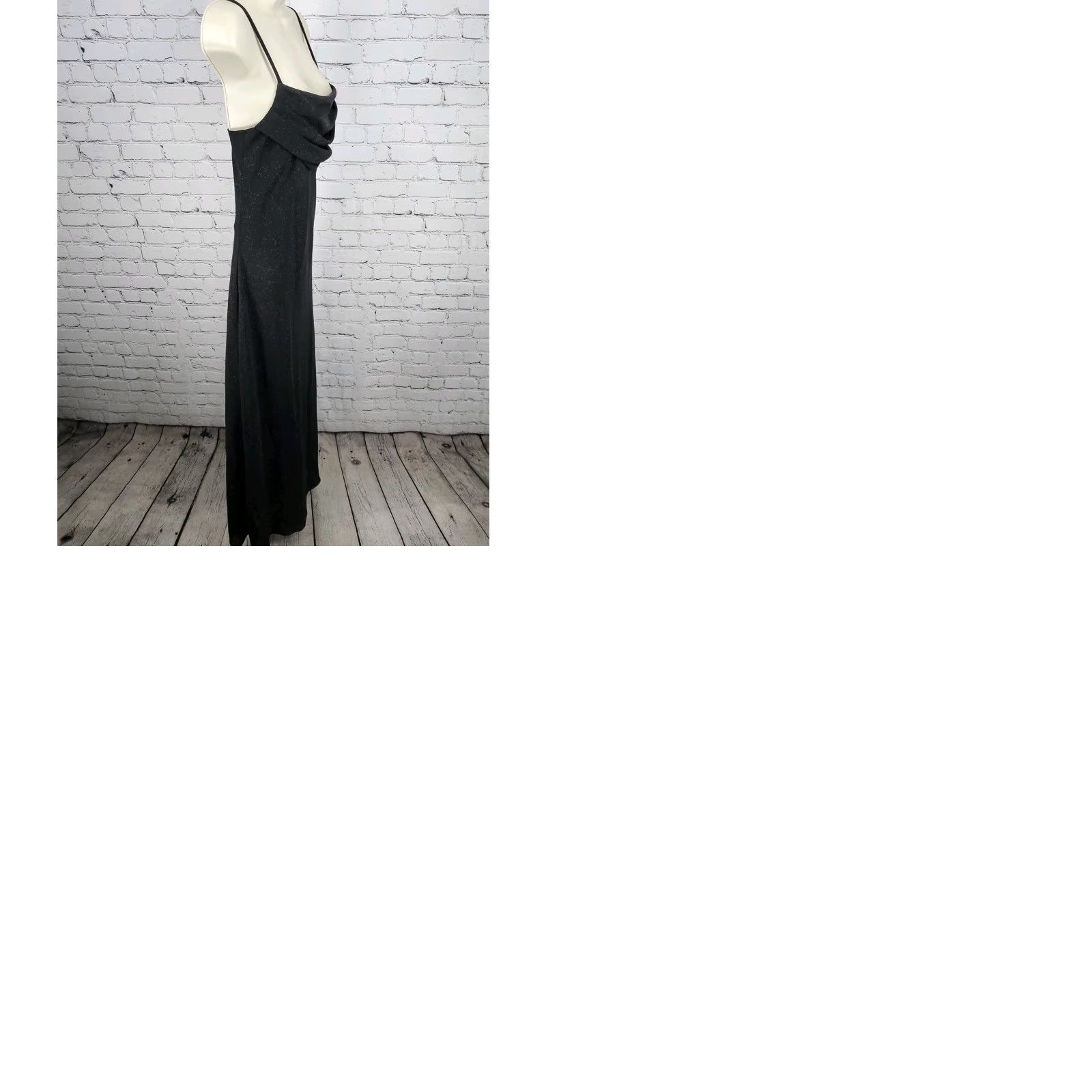 Vintage NWD Karina Nites Black Glitter Sheer Overlay Strappy Ruched Maxi Dress 6 Size M / US 6-8 / IT 42-44 - 9 Thumbnail