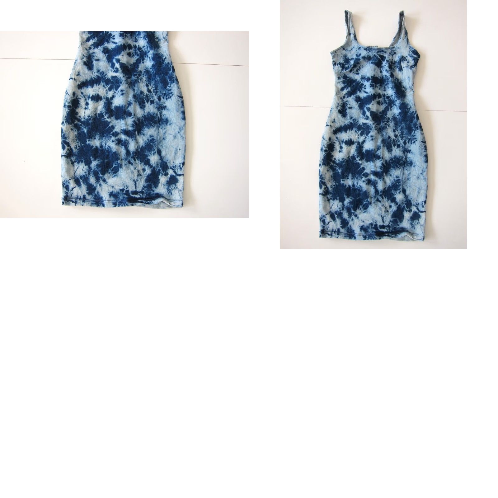 Vintage Derek Heart Blue Tie Dye Cotton Stretch Denim Tank Dress S Size 28" / US 6 / IT 42 - 8 Thumbnail