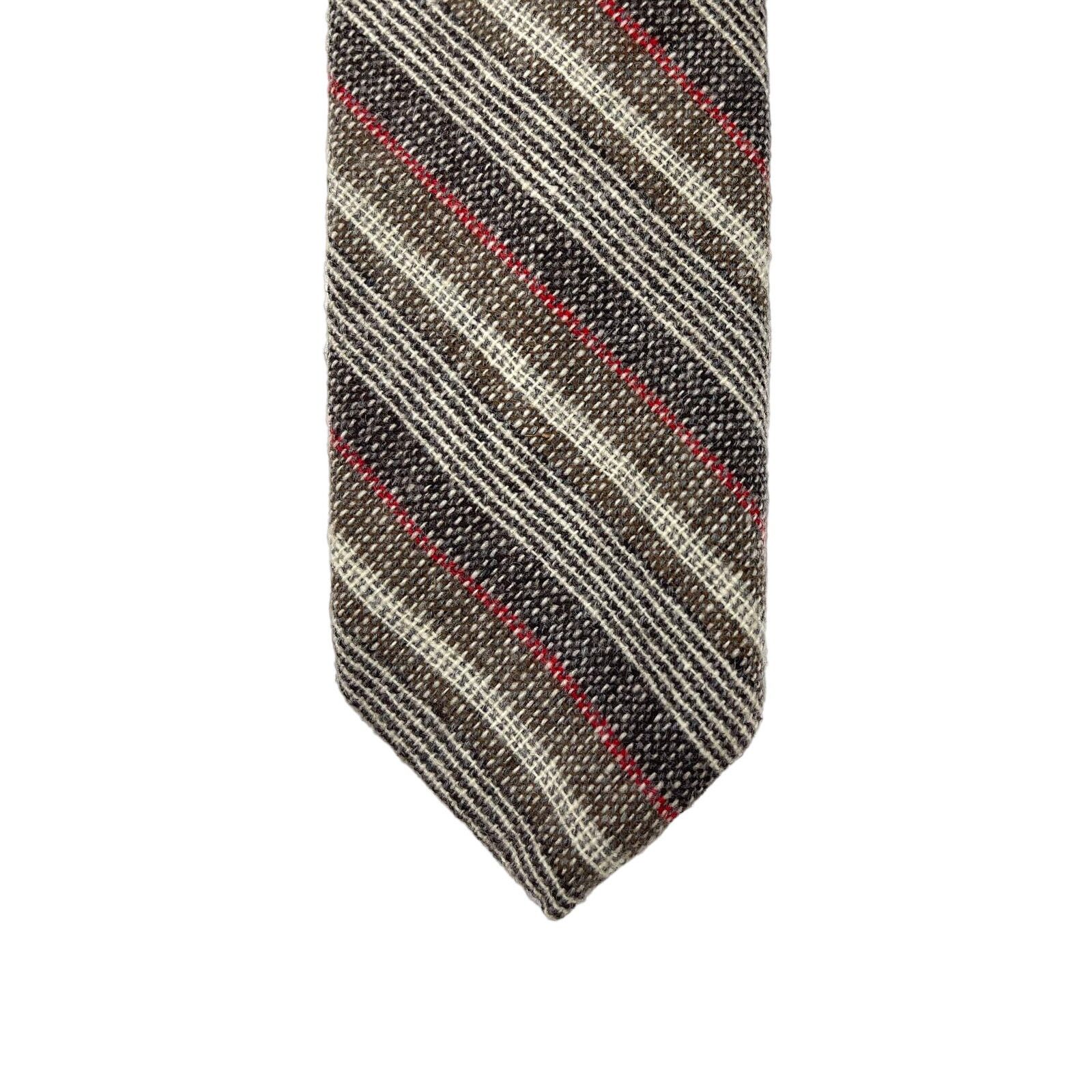 Austin Reed × Vintage Austin Reed Regent Street Wool Stripe Tie Vintage Brown Red Size ONE SIZE - 1 Thumbnail