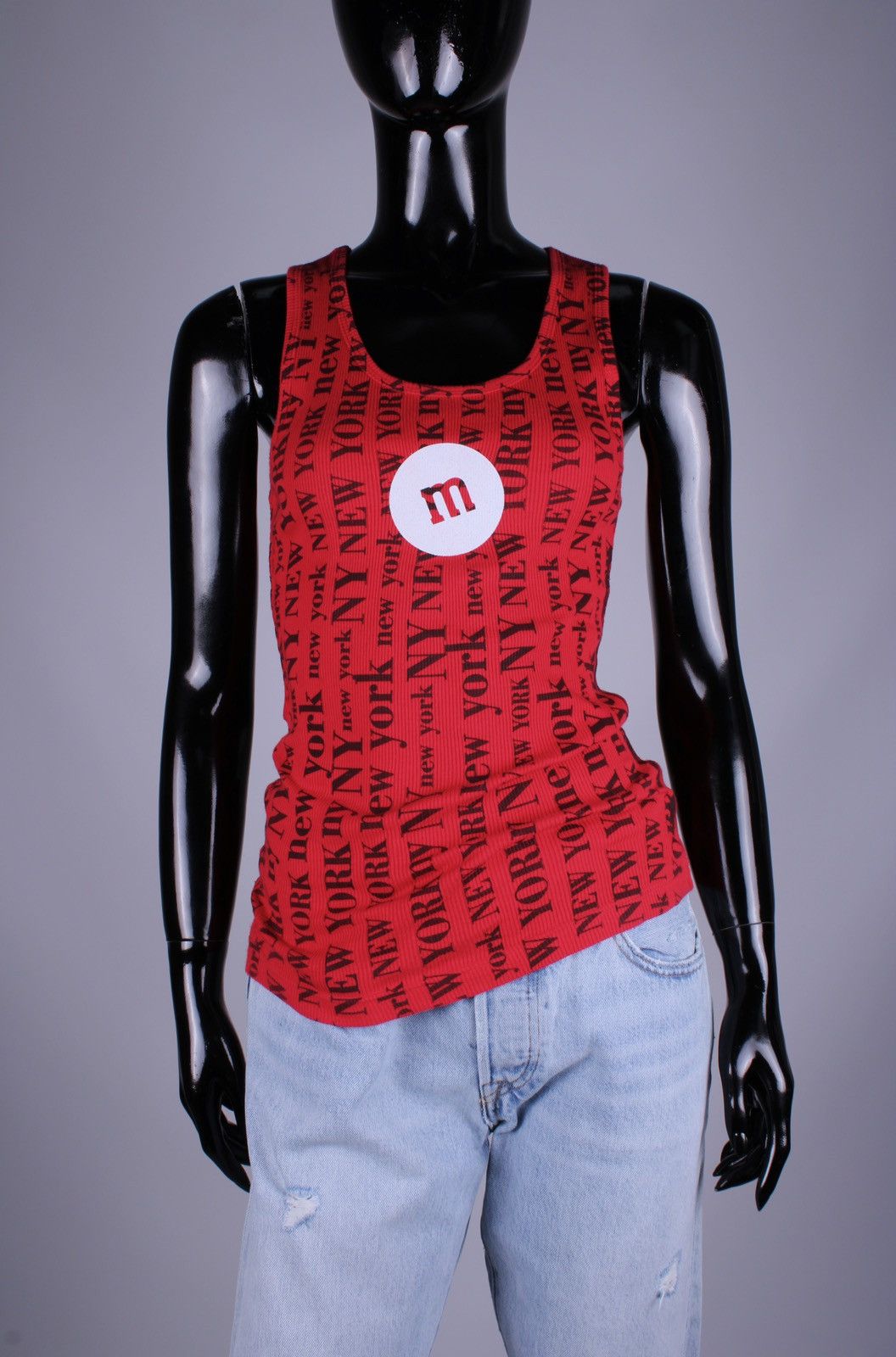 Vintage M&M's World Vintage New York Cotton Stretches Red Tank Top Size M / US 6-8 / IT 42-44 - 1 Thumbnail