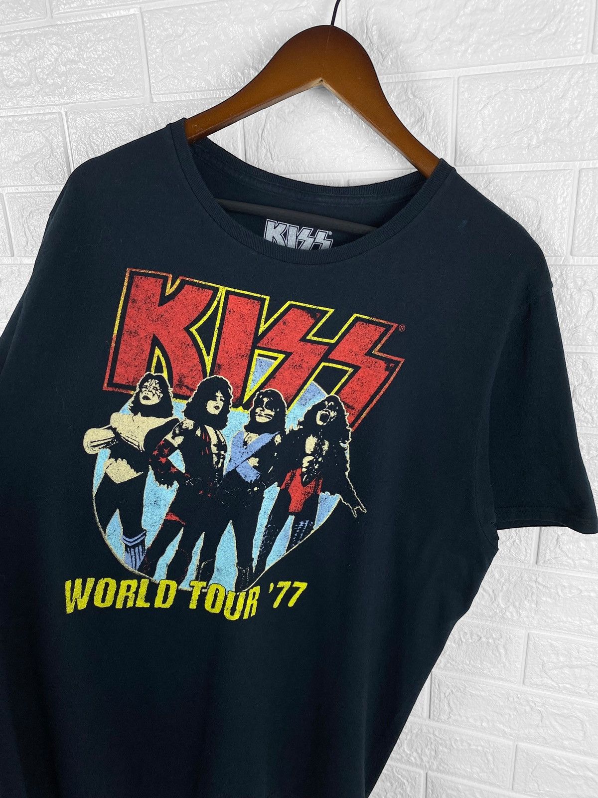 Pre-owned Band Tees X Rock T Shirt Vintage Kiss World Tour 77 T Shirt In Black
