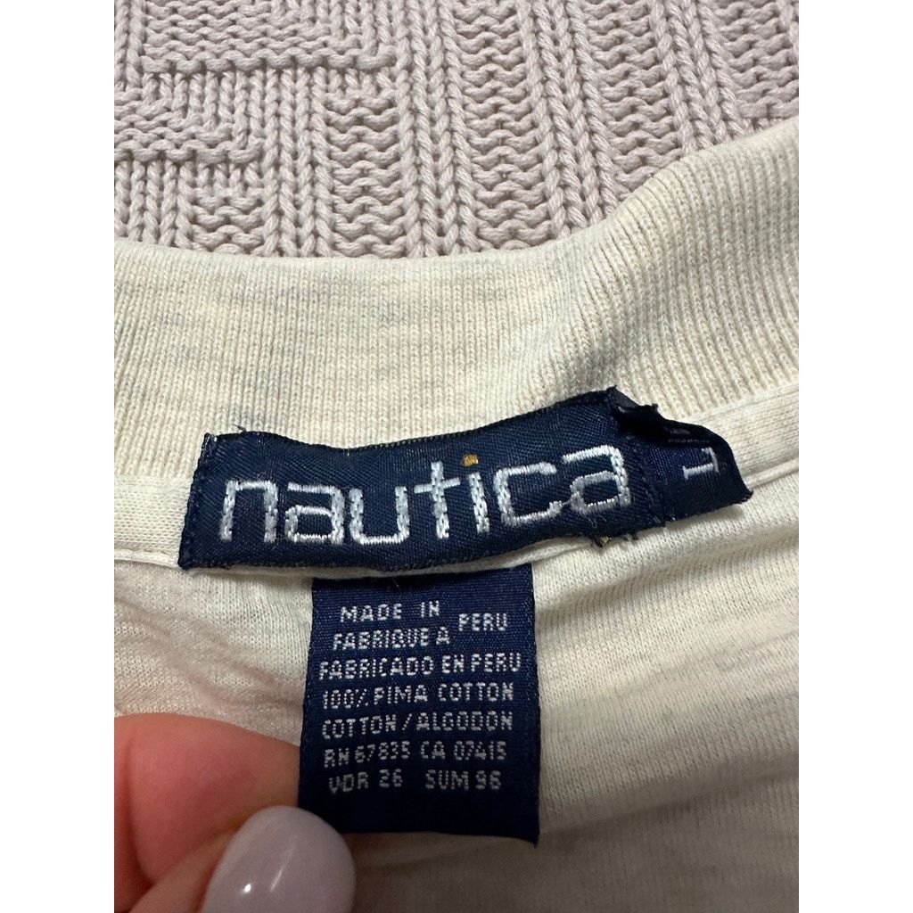 Nautica Vintage Nautica beige and navy striped polo size L Size US L / EU 52-54 / 3 - 5 Thumbnail