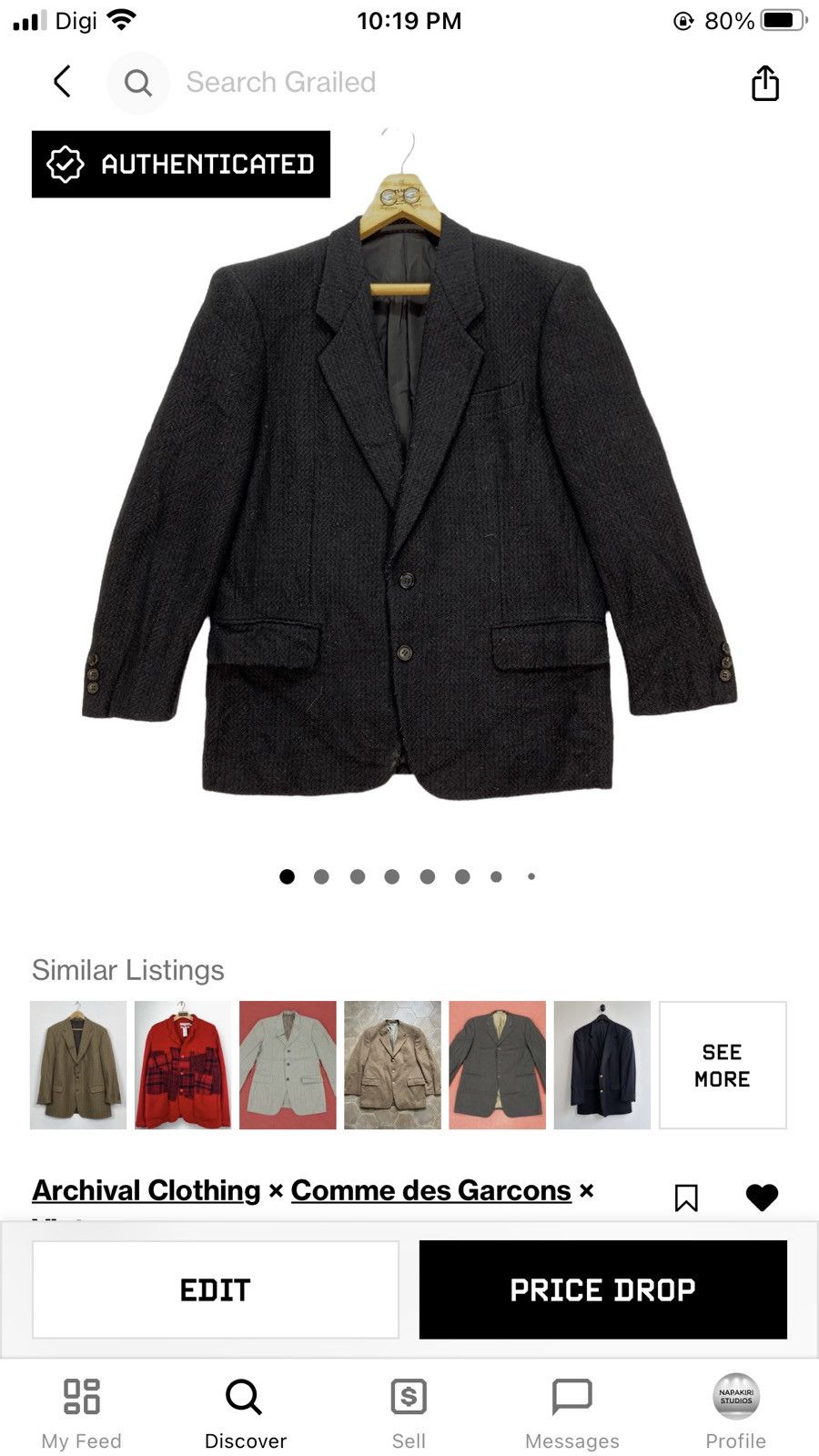 Comme des Garcons CDG Homme Deux AD1993 Wool Suit Jacket / Blazers #4135-143 Size 44R - 14 Thumbnail
