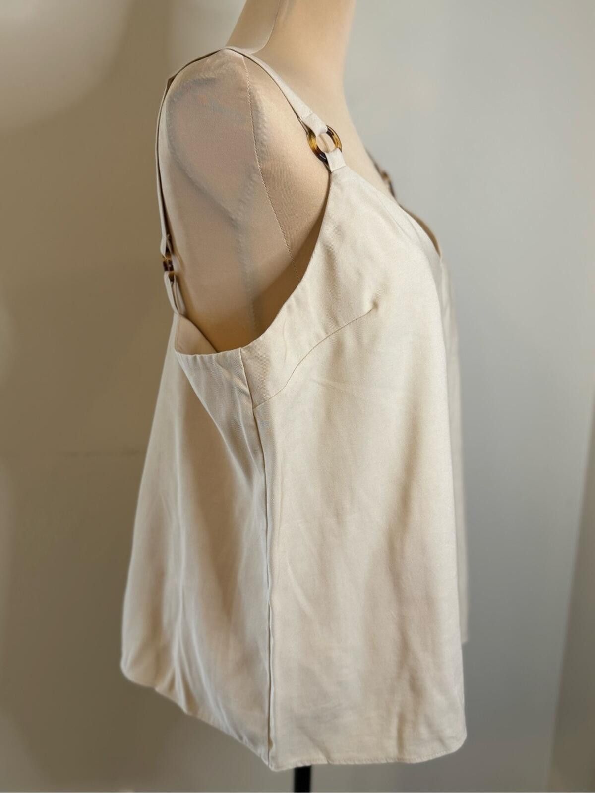 Topshop TOPSHOP cream neutral tank top adjustable straps SZ 10 Size L / US 10 / IT 46 - 2 Thumbnail