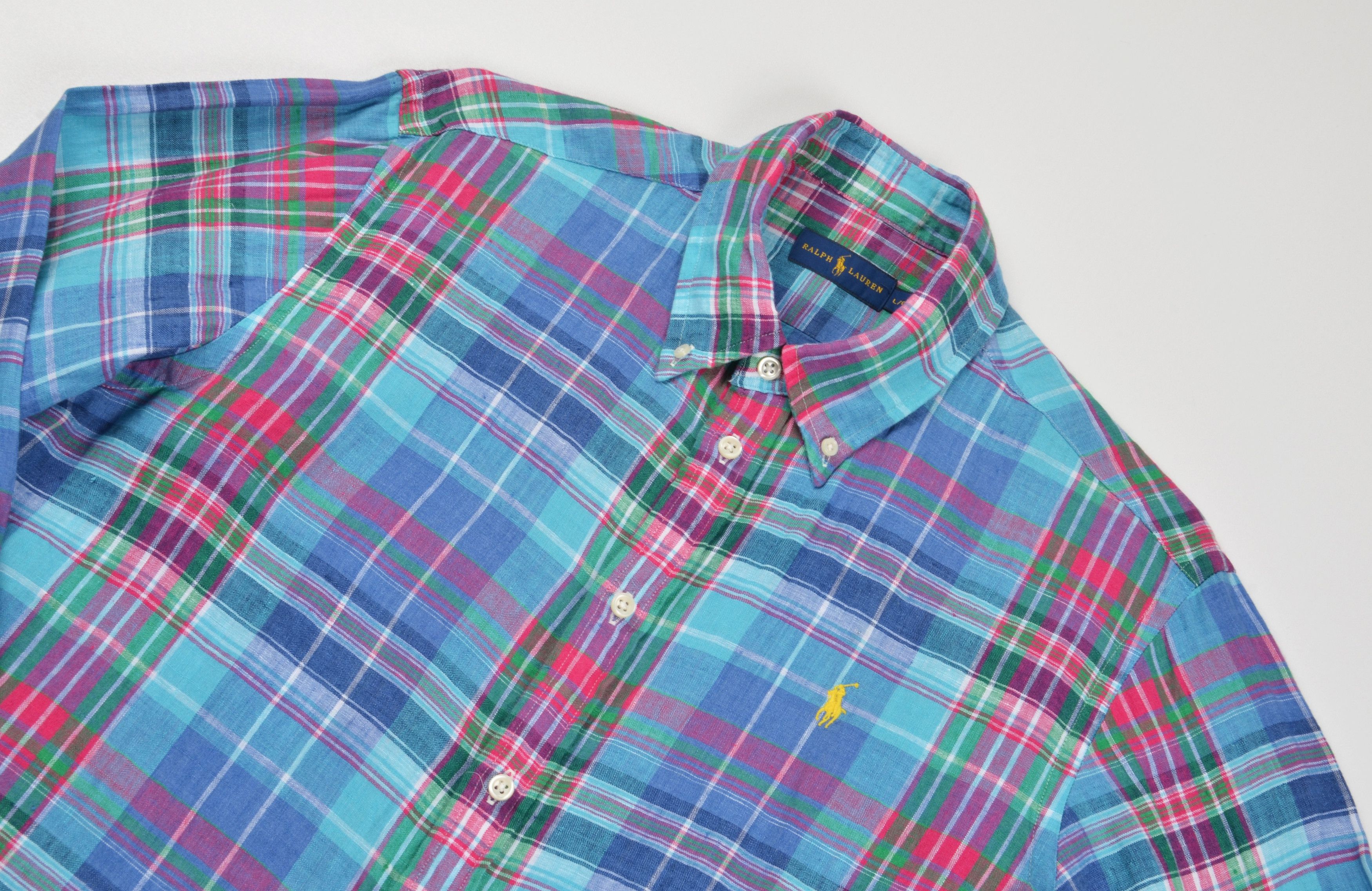 Ralph Lauren Vintage Ralph Lauren Linen Plaid Long Sleeve Shirt Size US L / EU 52-54 / 3 - 2 Thumbnail