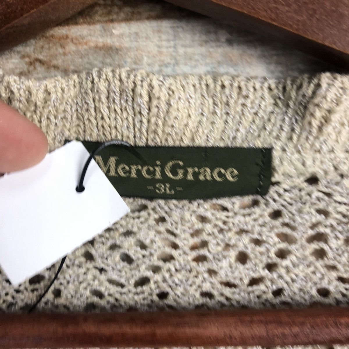Homespun Knitwear × Japanese Brand × Vintage DL Merci Grace crochet meshnet Brown Cardigan Knitwear #C529 Size L / US 10 / IT 46 - 9 Thumbnail