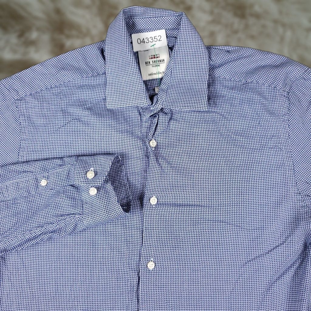 Ben Sherman Ben Sherman Dress Shirt Men’s 15 Blue Solid Long Sleeve Button-Up Collar Classic Size 40R - 1 Thumbnail