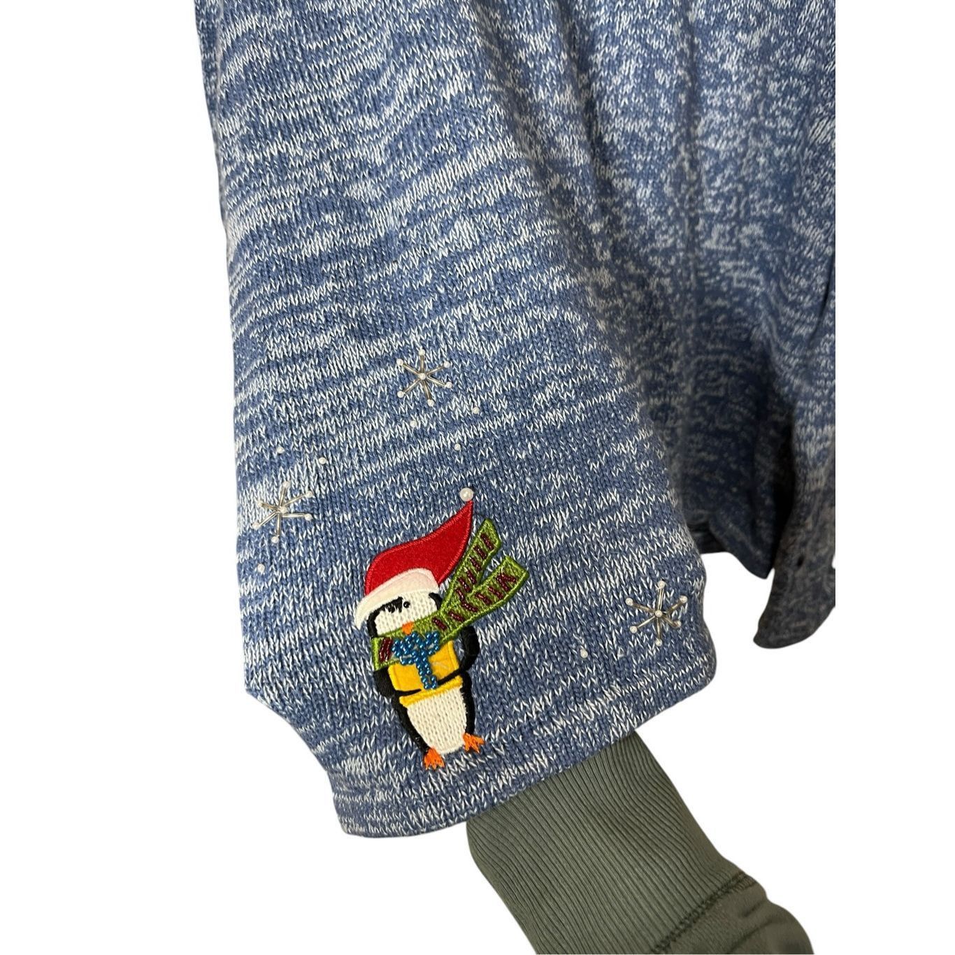 Other Vintage Kikit Christmas Holiday Sweater Blue Knit Beaded Embroidered Size XL Size XL / US 12-14 / IT 48-50 - 7 Thumbnail