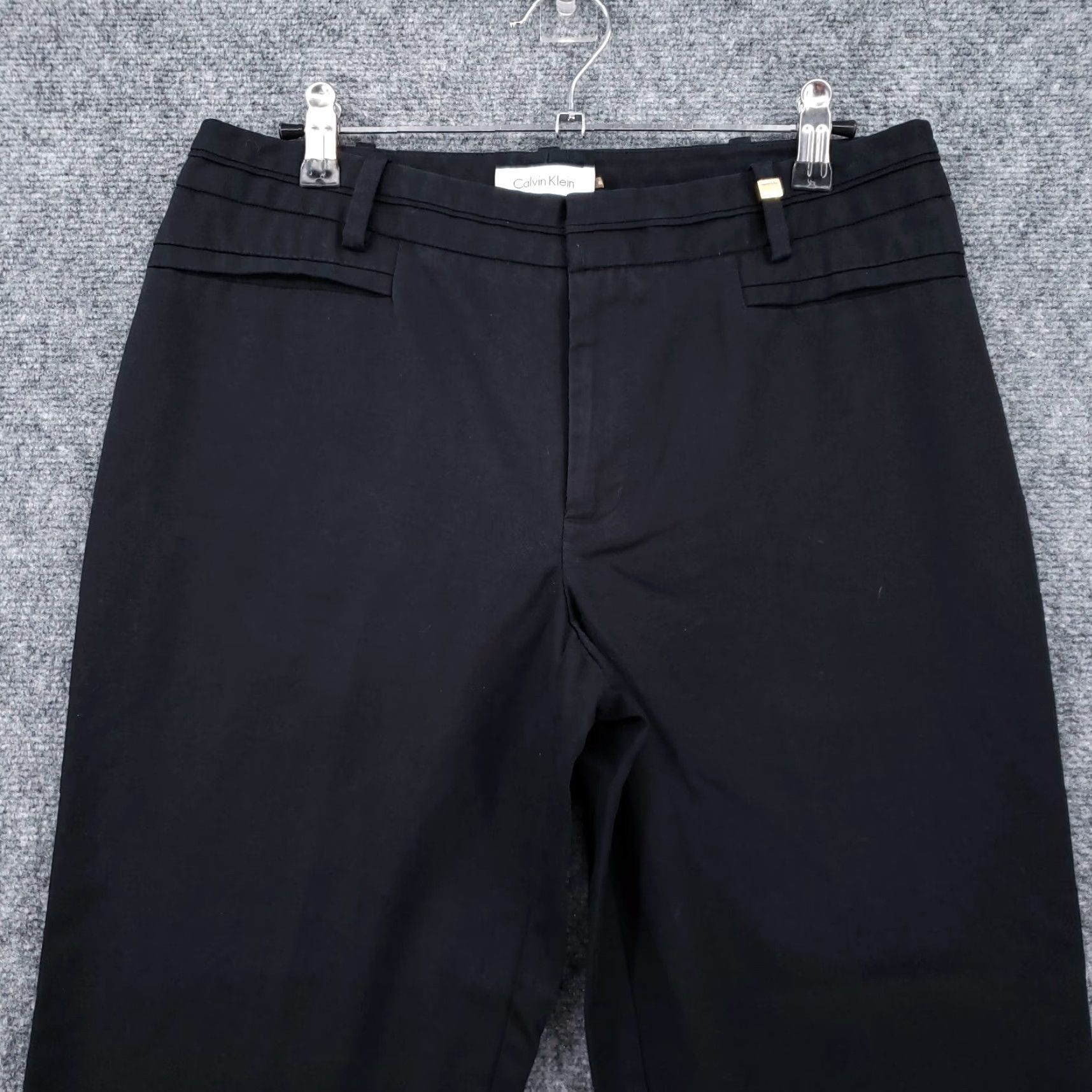 Calvin Klein Calvin Klein Pants Womens 6 Black Cropped Mid-Rise Straight Flat Front Casual Size 28" / US 6 / IT 42 - 5 Thumbnail