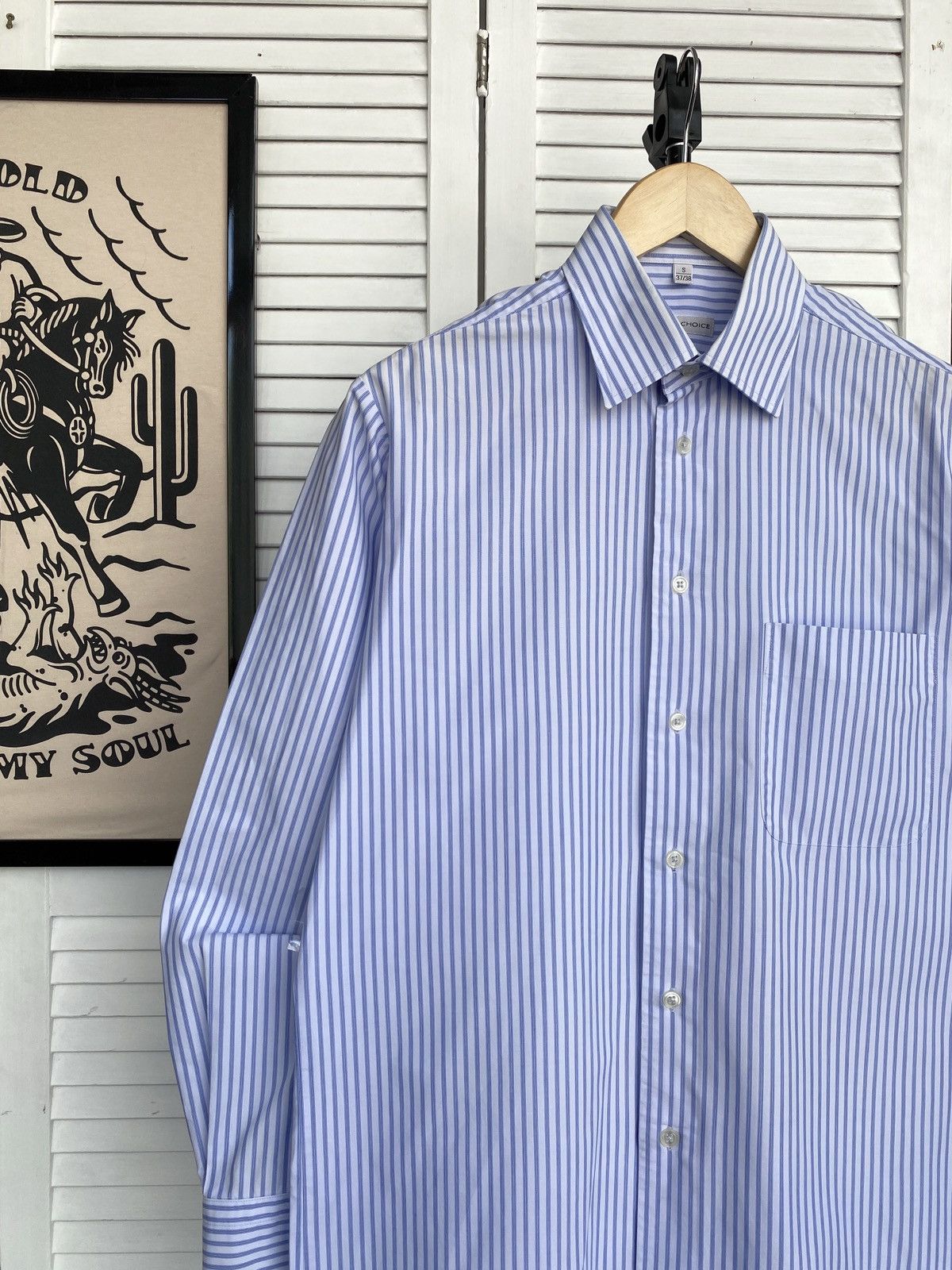 Vintage Vintage Basic Striped Button Up Shirt Hard Cotton Preppy Size US S / EU 44-46 / 1 - 7 Thumbnail