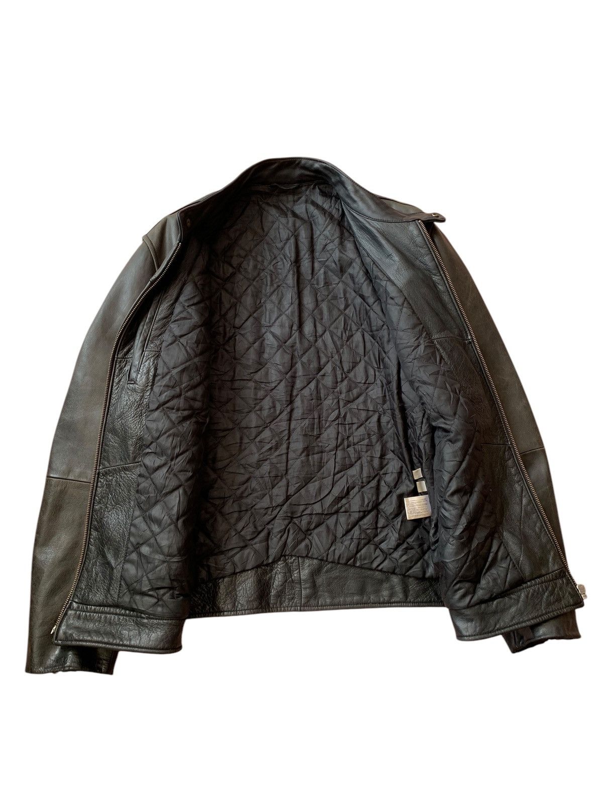 Genuine Leather × Uniqlo 🔥VTG UNIQLO COWHIDE LEATHER BIKERS JACKET Size US L / EU 52-54 / 3 - 5 Thumbnail