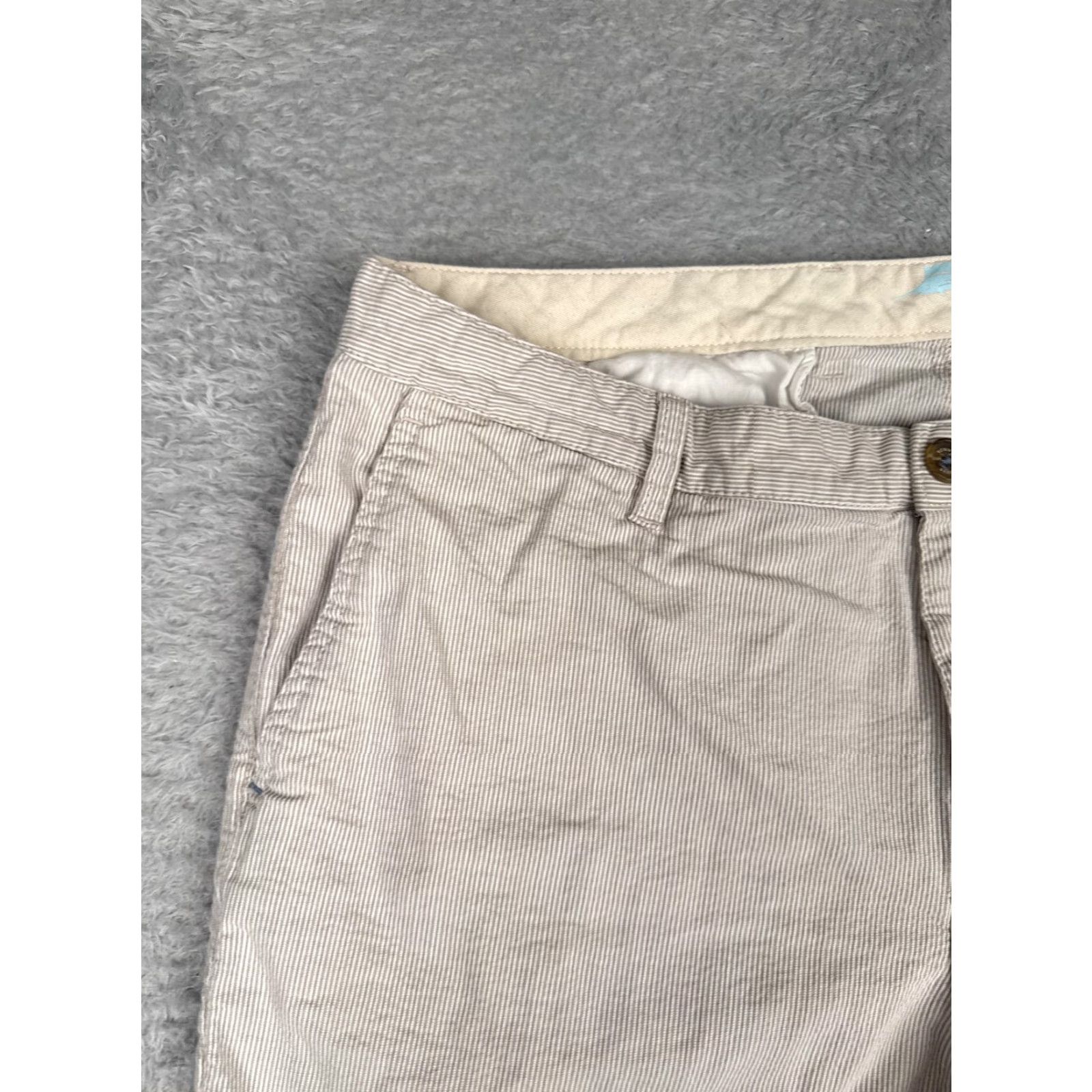 Tommy Bahama Tommy Bahama Shorts Mens 36 Beige Striped Cotton Chino Flat Front Zip Pockets Casual Summer Mens Size US 36 / EU 52 - 4 Thumbnail