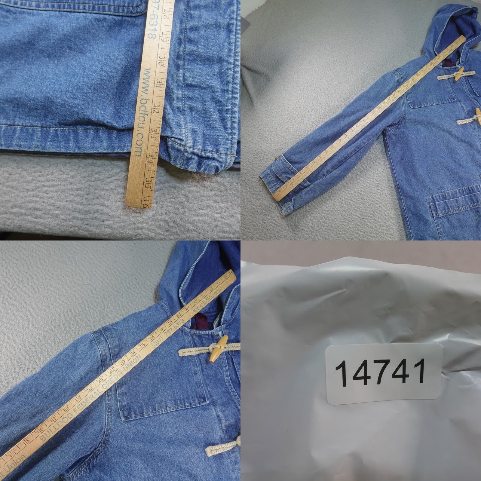 Denim & Co. Denim & Co. Denim Coat Womens 1X Blue Hooded Pockets Toggle Mid-Length Parka Jacket Coat Size XL / US 12-14 / IT 48-50 - 11 Thumbnail
