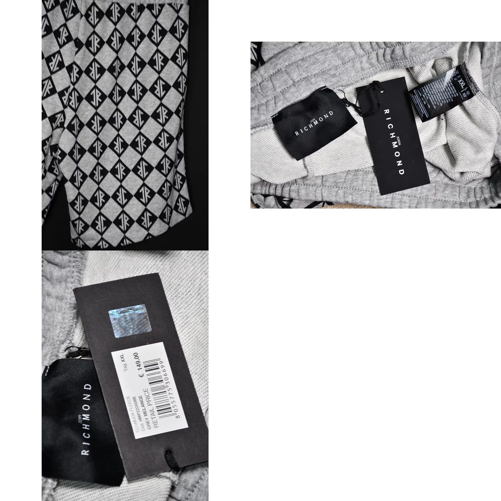 John Richmond John Richmond Bermuda Fleece Grey Melange Shorts 2XL Mens Bermuda Grey Melange Casual 90% Cotton 10% Viscose Size US 39 - 8 Thumbnail