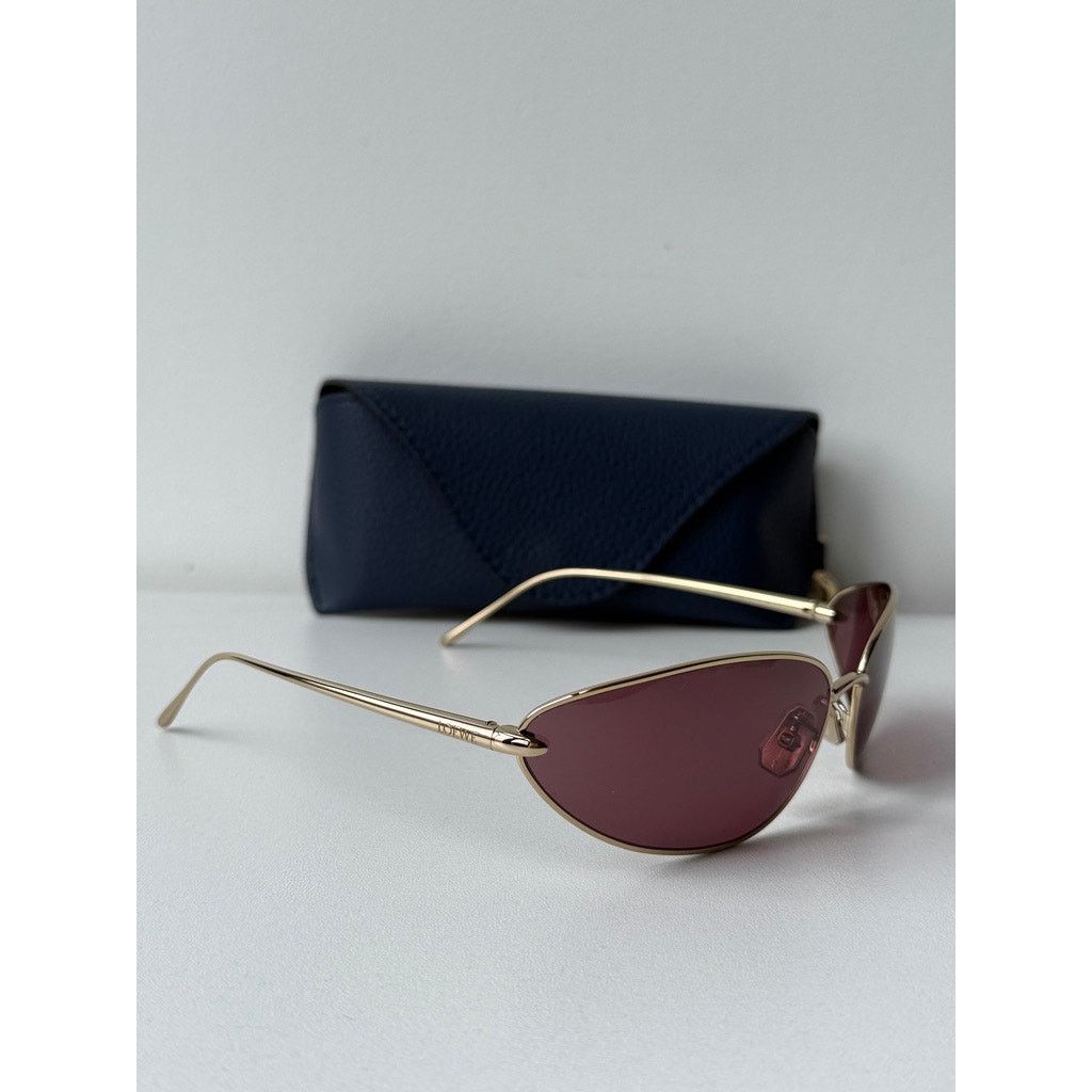 NEW Loewe LW40164U Mask Wrap Sunglasses in Gold Purple