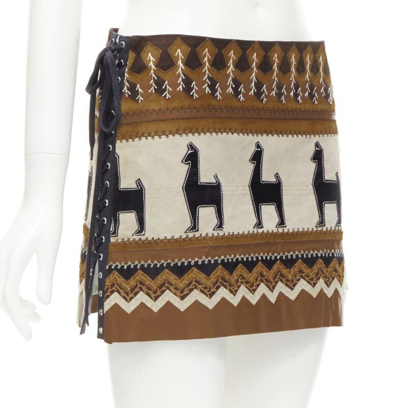 Dolce & Gabbana rare D&G DOLCE GABANNA Native American aboriginal aztec suede mini skirt S Size 26" / US 2 / IT 38 - 1 Thumbnail