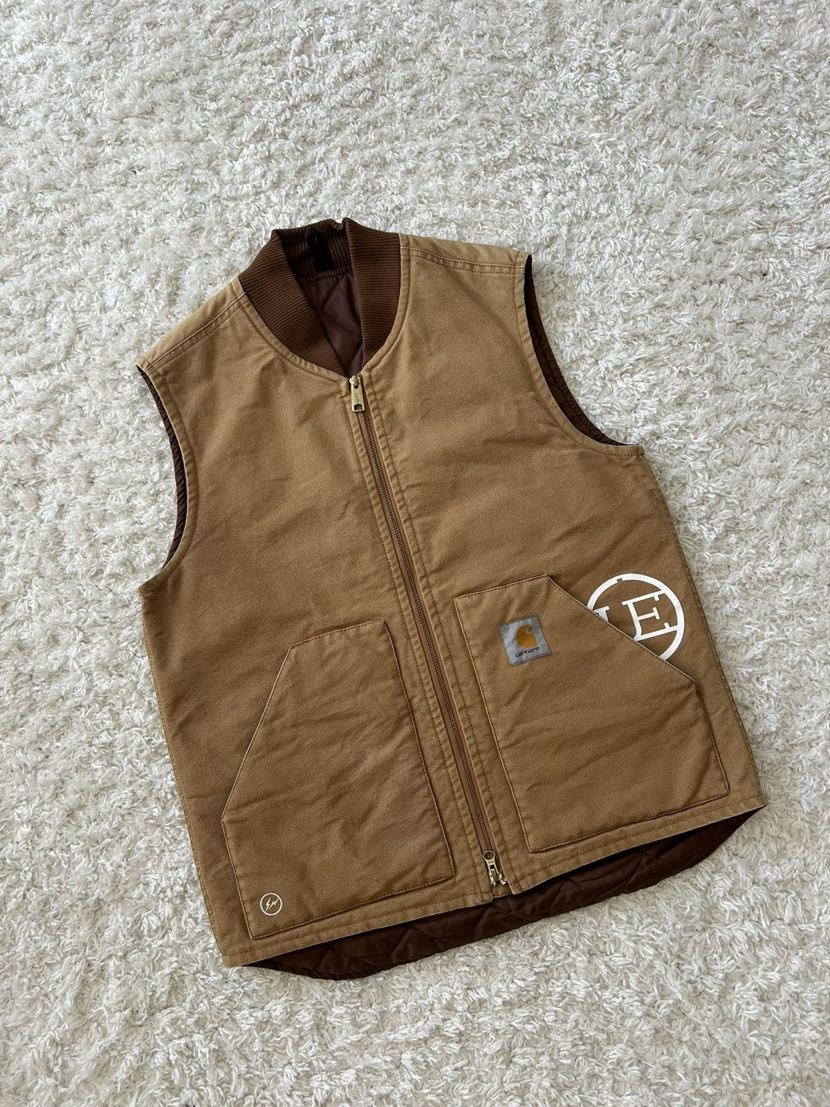 image of Vest Carhartt Wip x Fragment Design Rap in Beige, Men's (Size Medium)