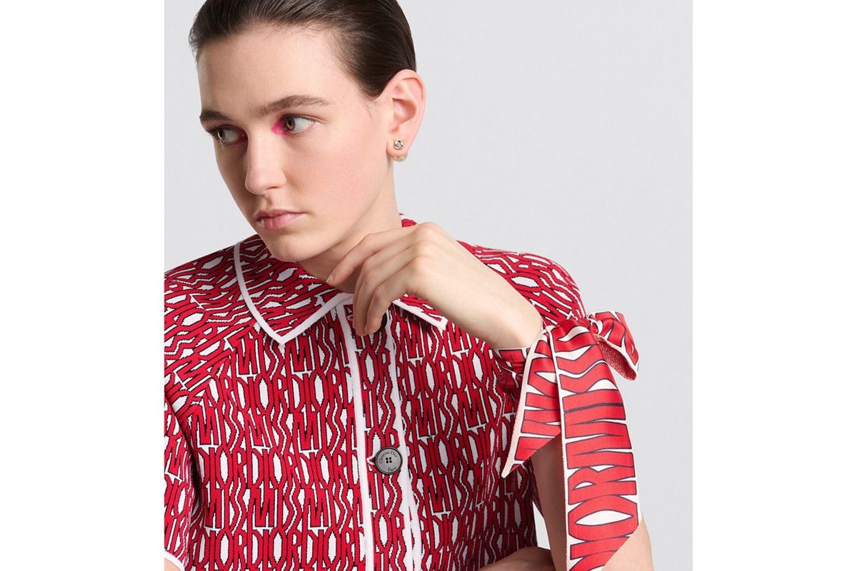 Dior o1bcso1str0226 Size:OS/Allover Mitzah Scarf in White/Red Size ONE SIZE - 6 Thumbnail