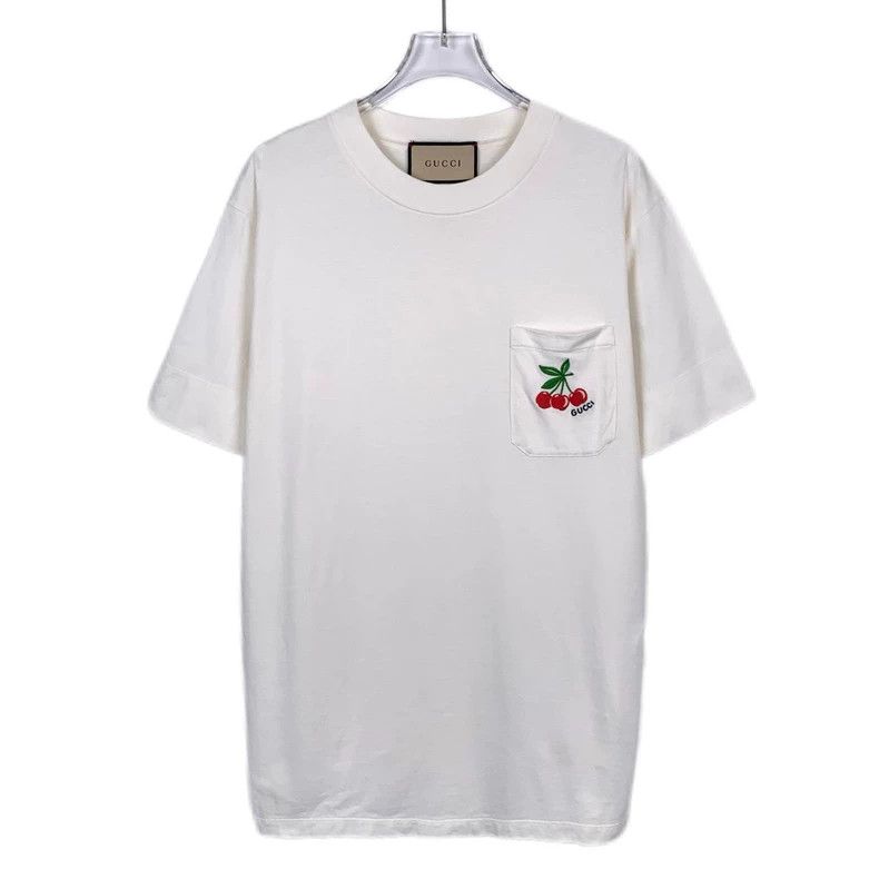 Gucci Gucci Logo cherry embroidery round-neck beige cotton short- Size US XS / EU 42 / 0 - 1 Thumbnail
